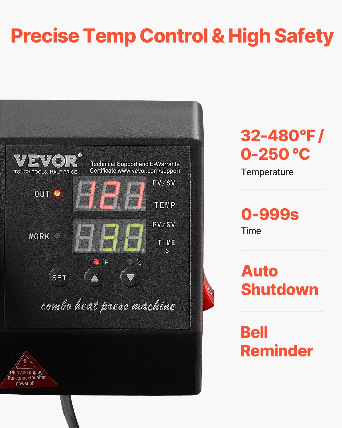 Heat Press Machine 2-In-1 15x15in Sublimation Print Transfer DIY T-shirt Cap