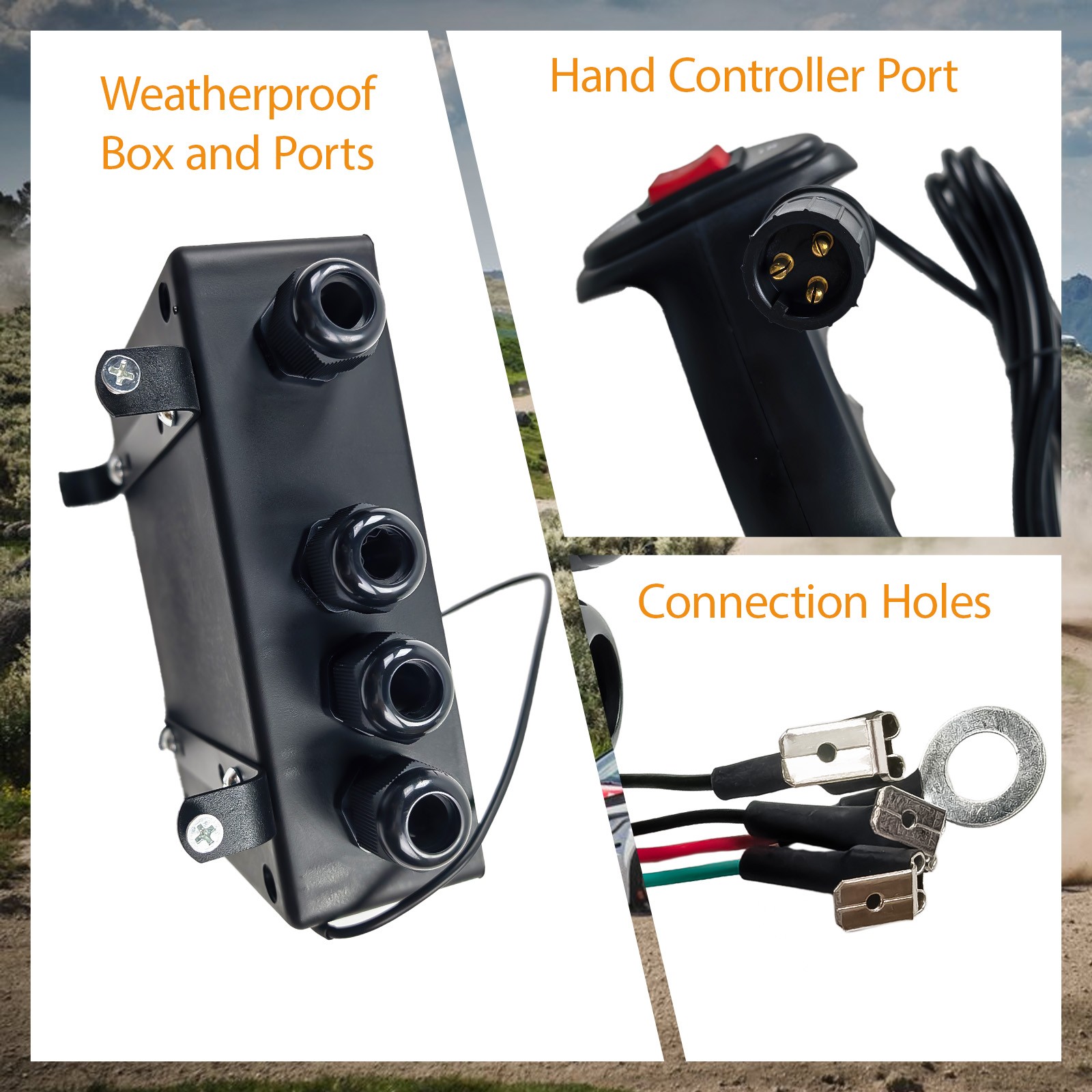 12V 8000lb Winch Solenoid Contactor Relay kit w/Control Box 4 Pre-Wired Cables
