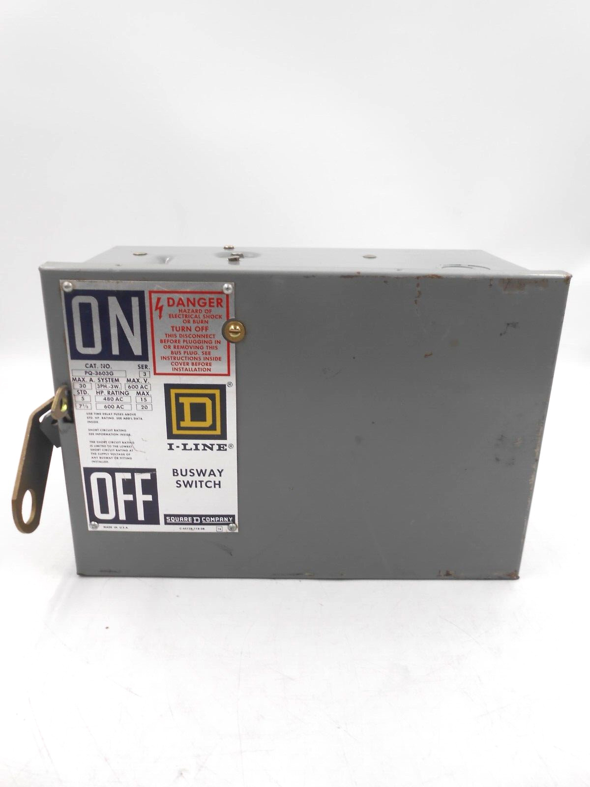 SqD PQ3603G I-line Busway Plug Fusible Disconnect Switch 3p 30 a 600v-ac RECON