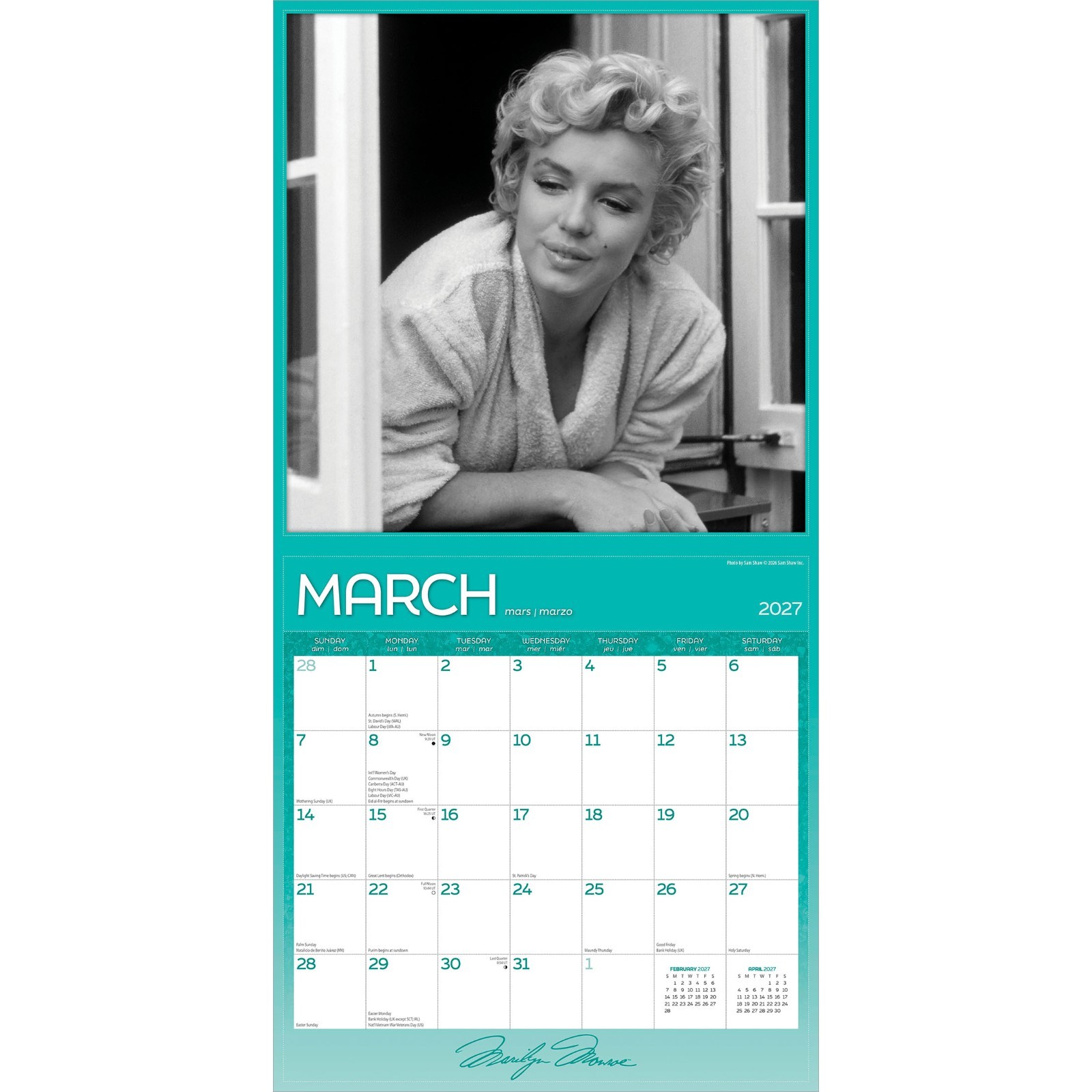 Marilyn Monroe OFFICIAL 2027 12×24″ (Hanging) Wall Calendar | Foil Stamped Cover