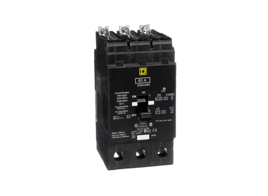 NIB – Square D – EDB34060 – Molded Case Circuit Breaker – 60A, 3-Phases, 480V