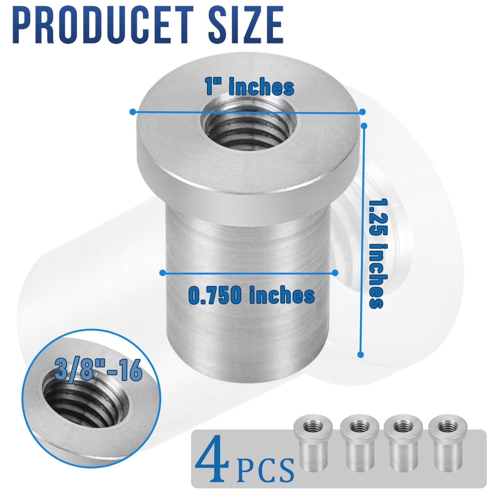 Weld-On Nut,3/8″-16 Thread Long Threaded Stepped Bung Female Weld Nut Steel C…