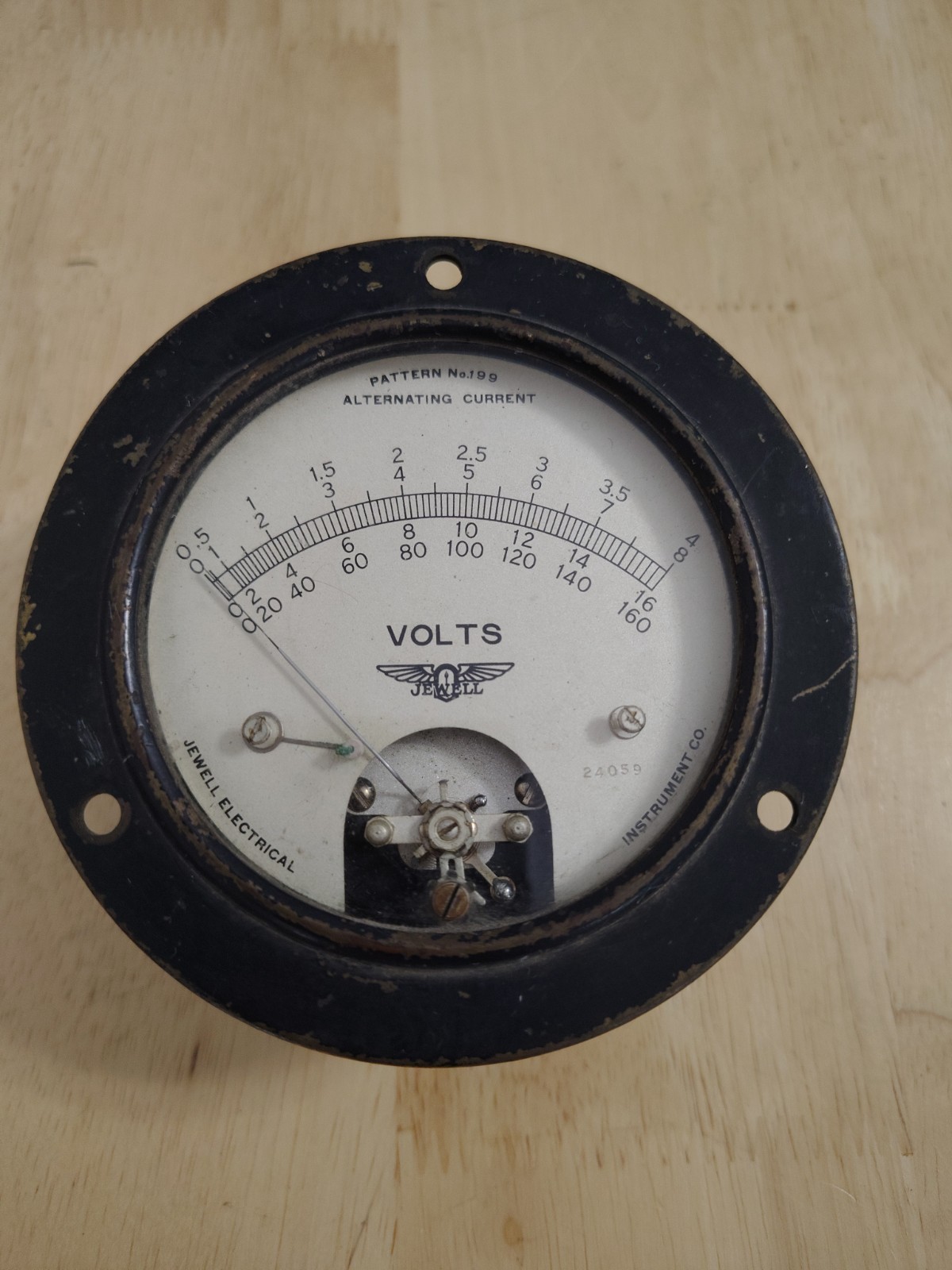 Vintage Jewell ElectricalAC Volts Panel Meter Pattern No 199 Measures 0-160 VAC