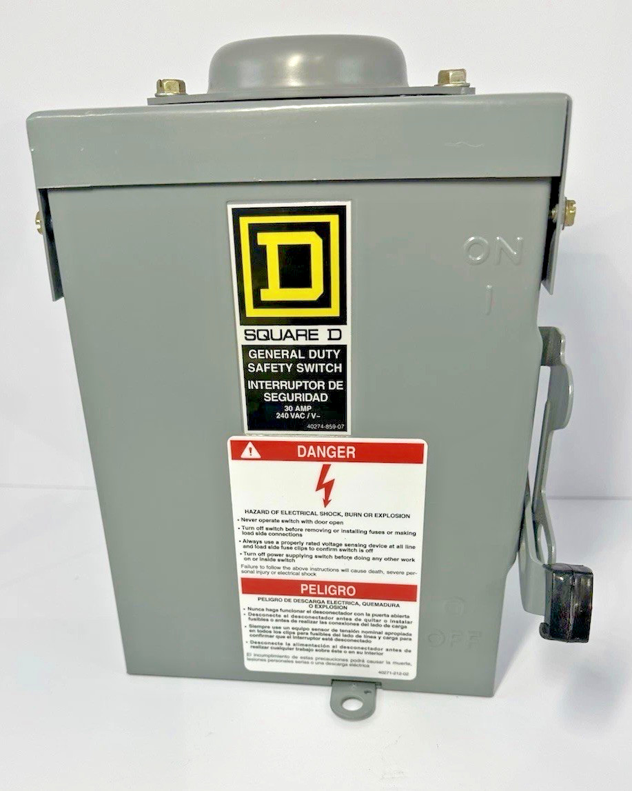 Square D 30 Amp 240V General Duty Safety Switch 40274-859-07- New