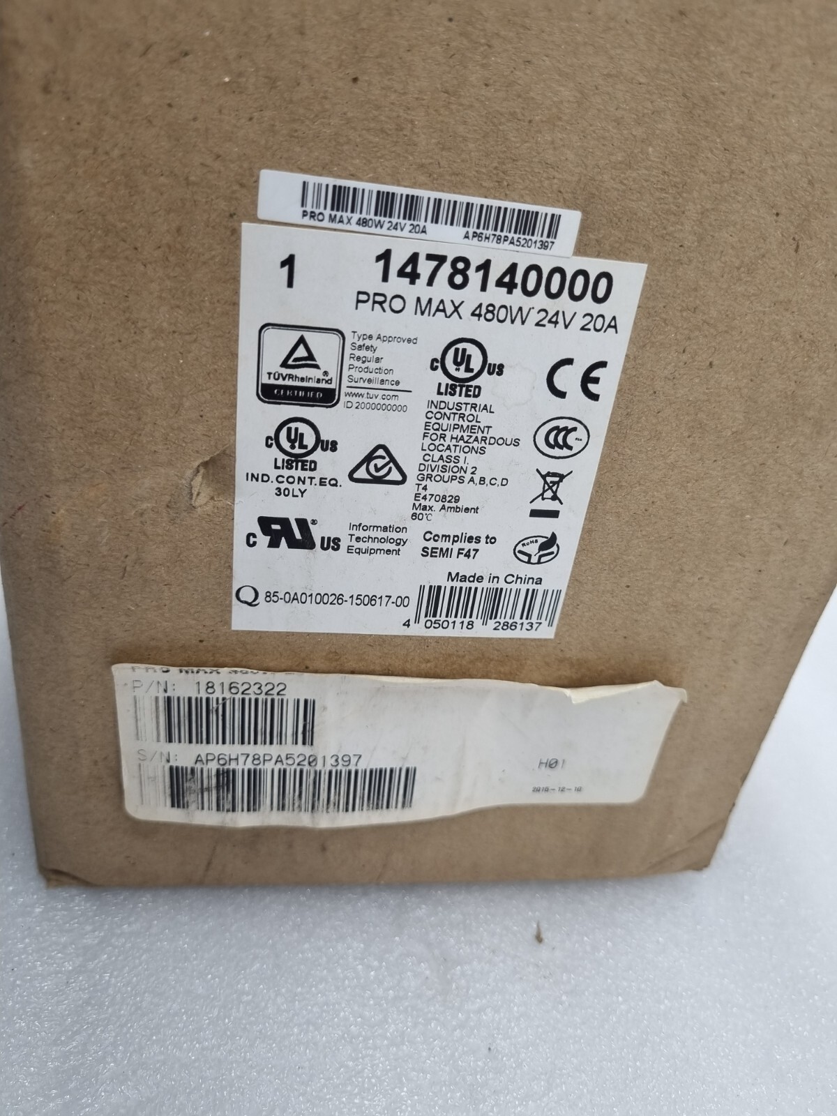 Weidmuller PRO MAX 480W 24V 20A Order No. 1478140000 Power Supply FREE FAST SHIP