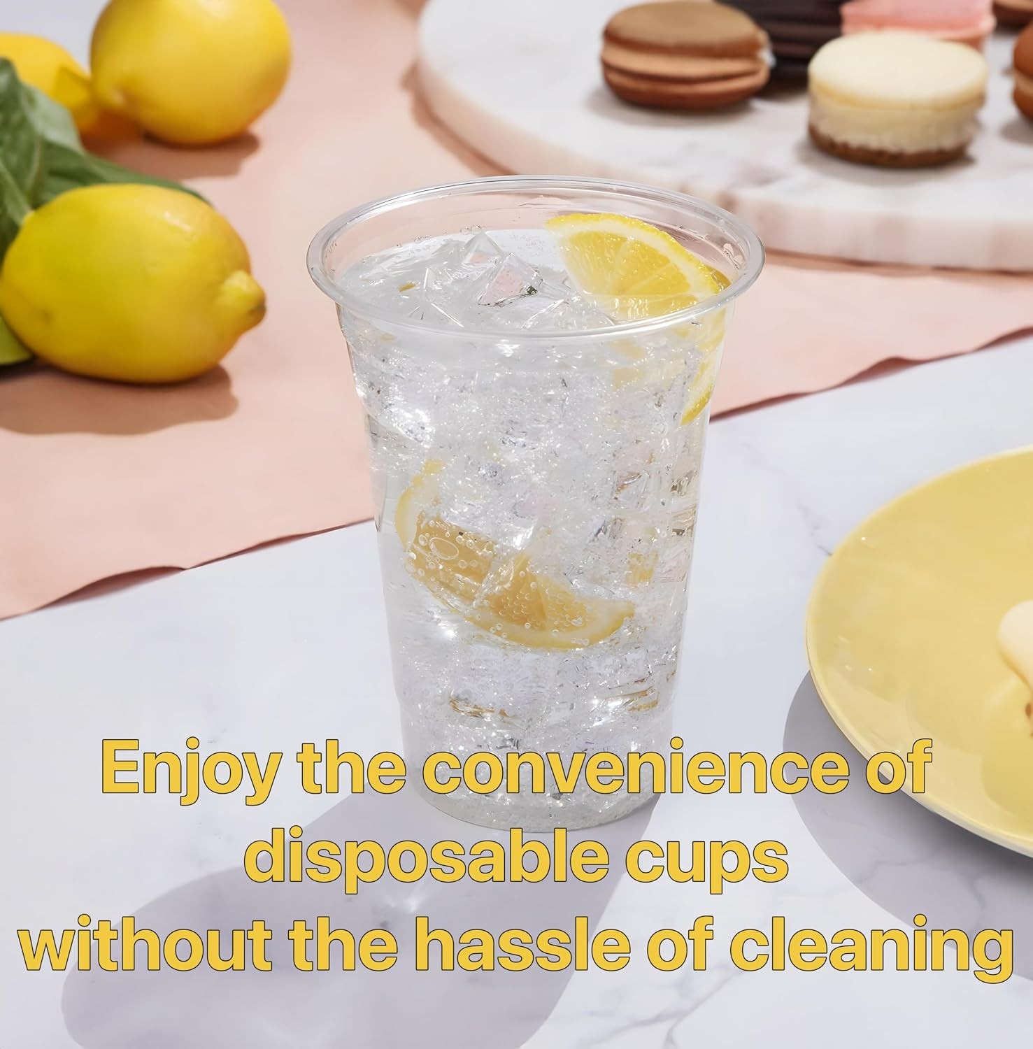 Plastic Clear Cups [16 oz] with Lids and Straws [10 Set] Disposable Cold