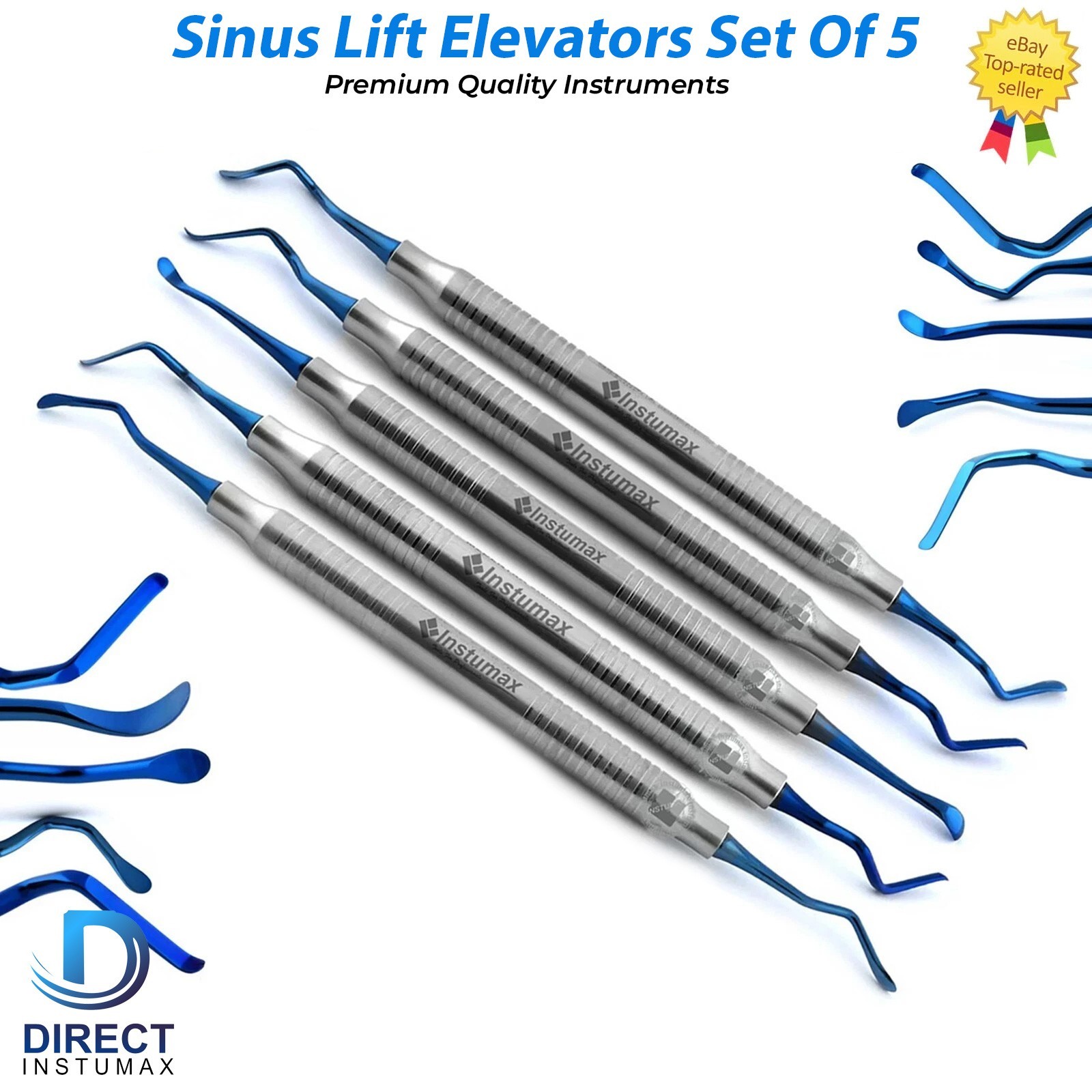Sinus Dental Instruments Sinus Lift Instruments 5 Pcs Blue Coated Tips INSTUMAX®