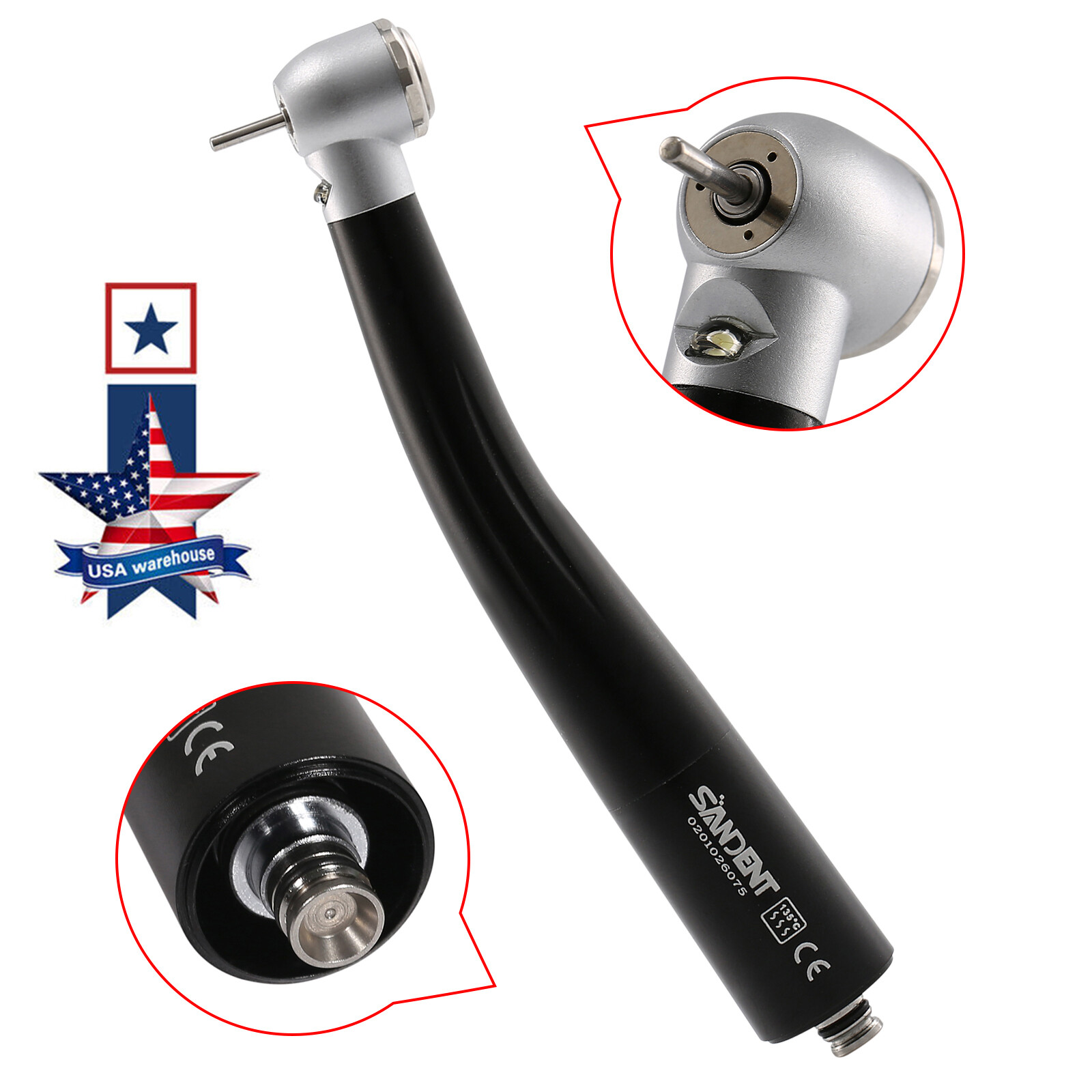 Dental LED Egenerator Fiber Optic High Handpiece for 4Hole Quick Coupler
