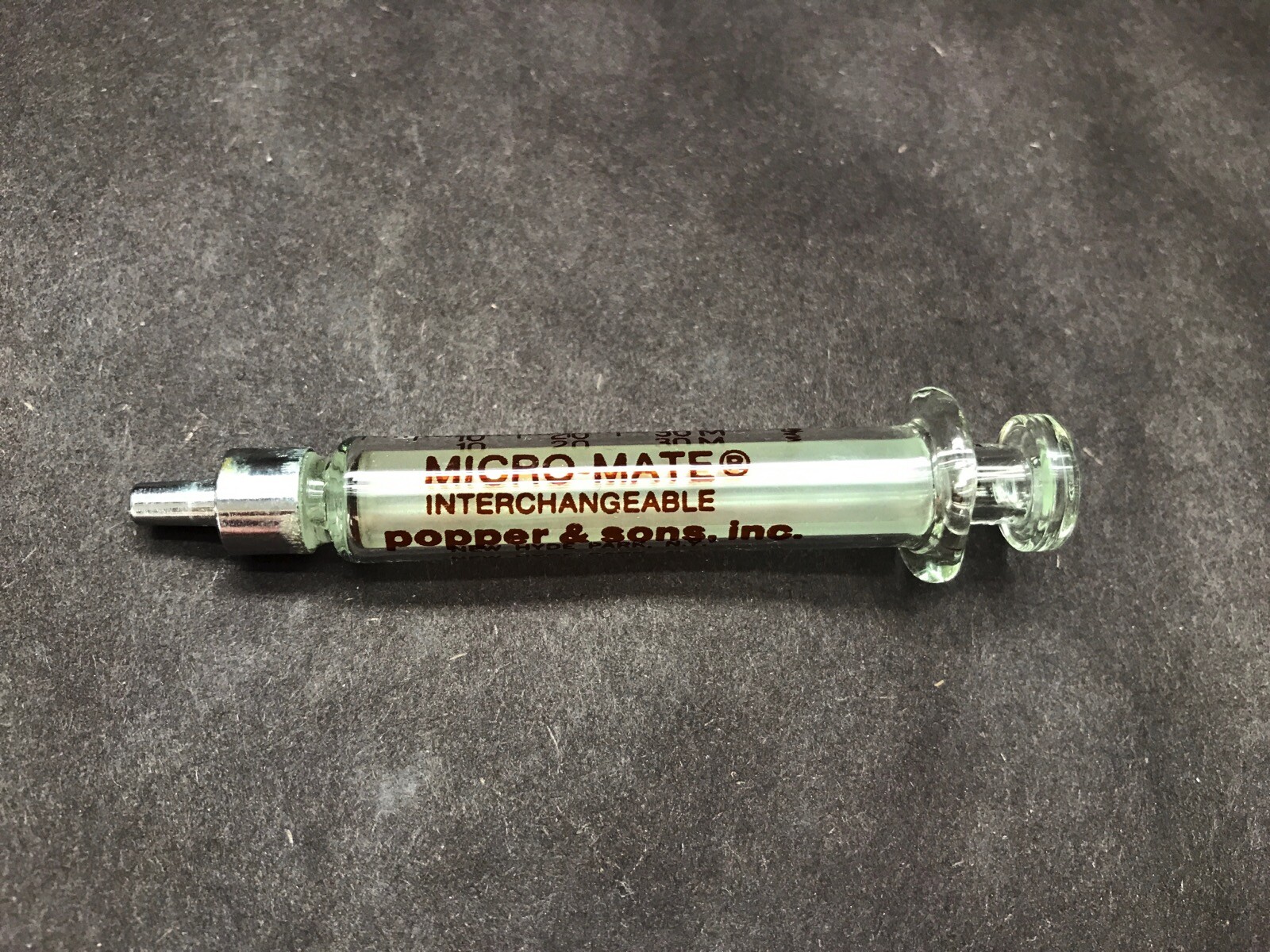 POPPER Micro-Mate 2cc 2mL Glass Reuseable Graduated Syringe w/ SS Slip Tip