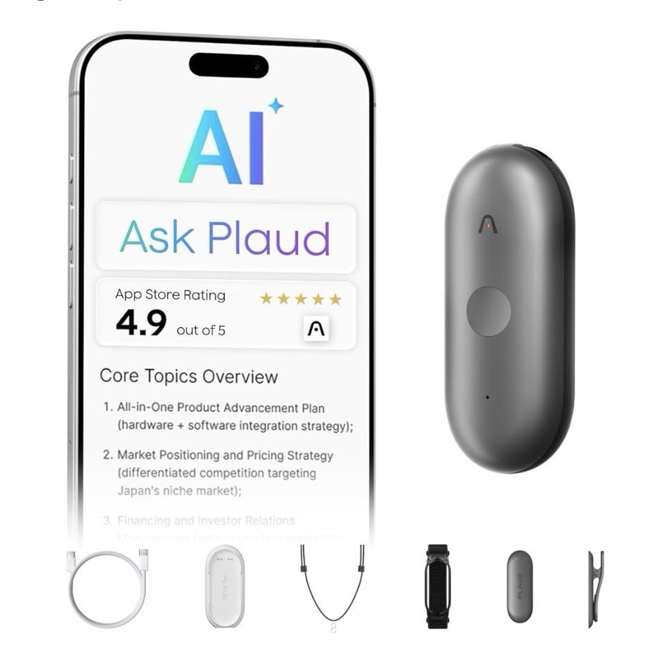 Plaud NotePin S Wearable AI Note Taker Voice Recorder, (Factory Sealed)