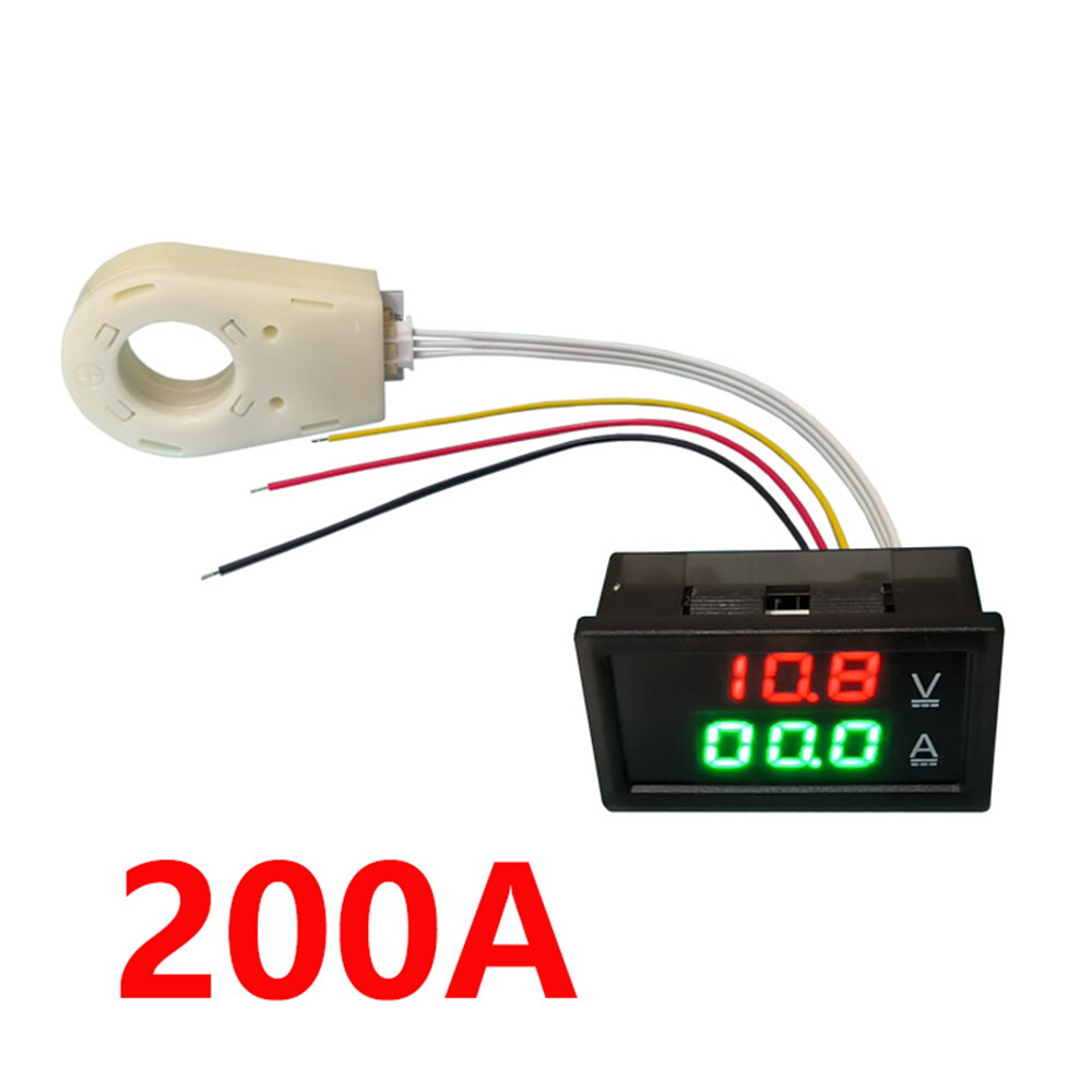 1/2x Hall Current Voltmeters Dual Digital Display DC 0-300V ± 50A/100A/200A/400A