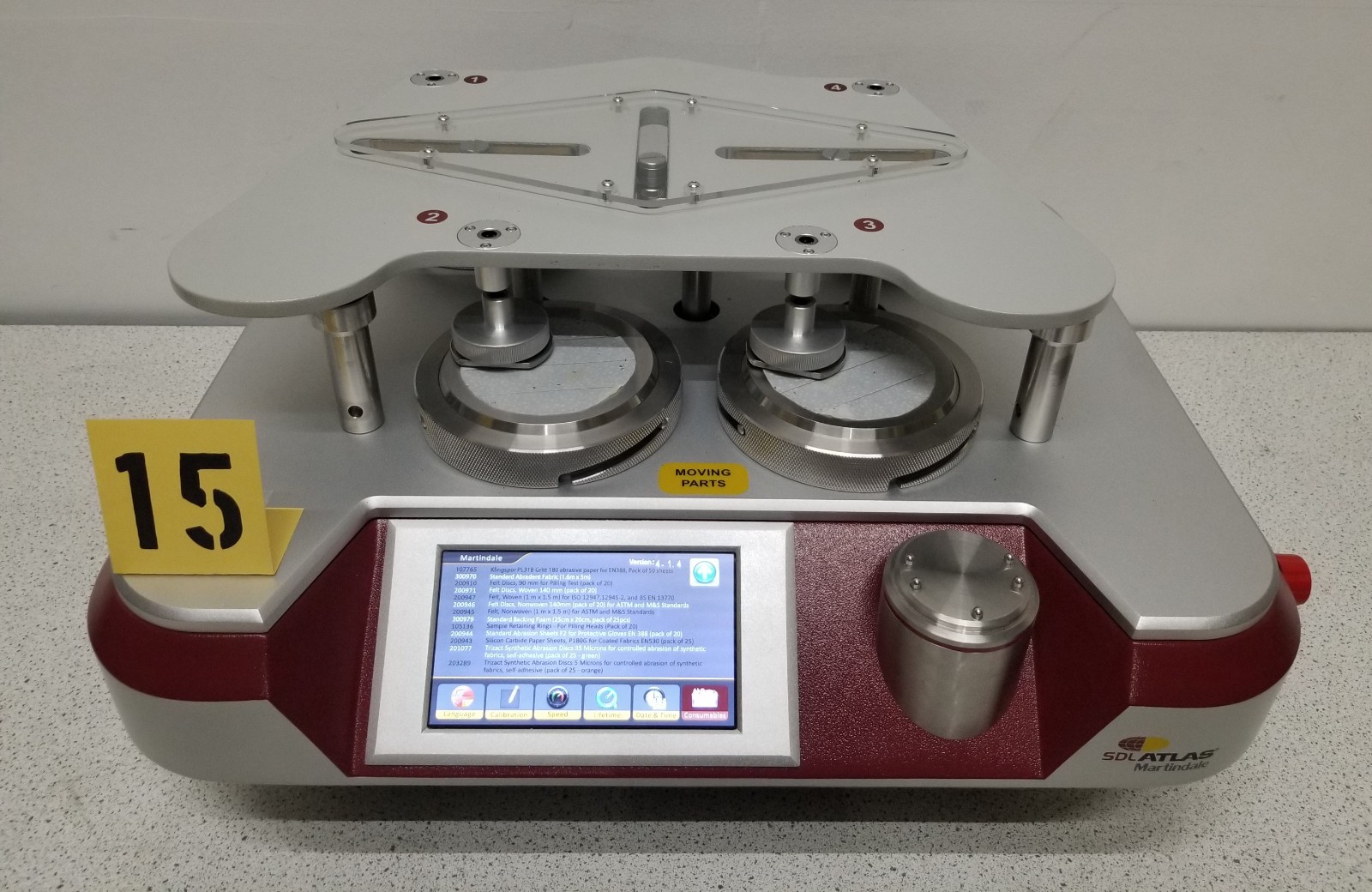 SDL Atlas Martindale M235 Abrasion and Pilling Tester Tag #15