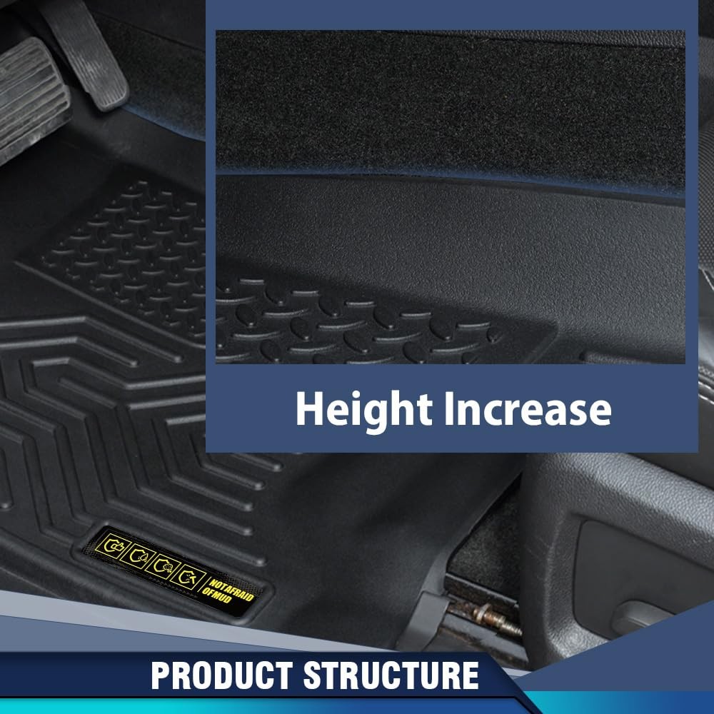 TPE Floor Mats for F150 Supercab 2015-2025 No Factory Carpet All Weather 3Pcs