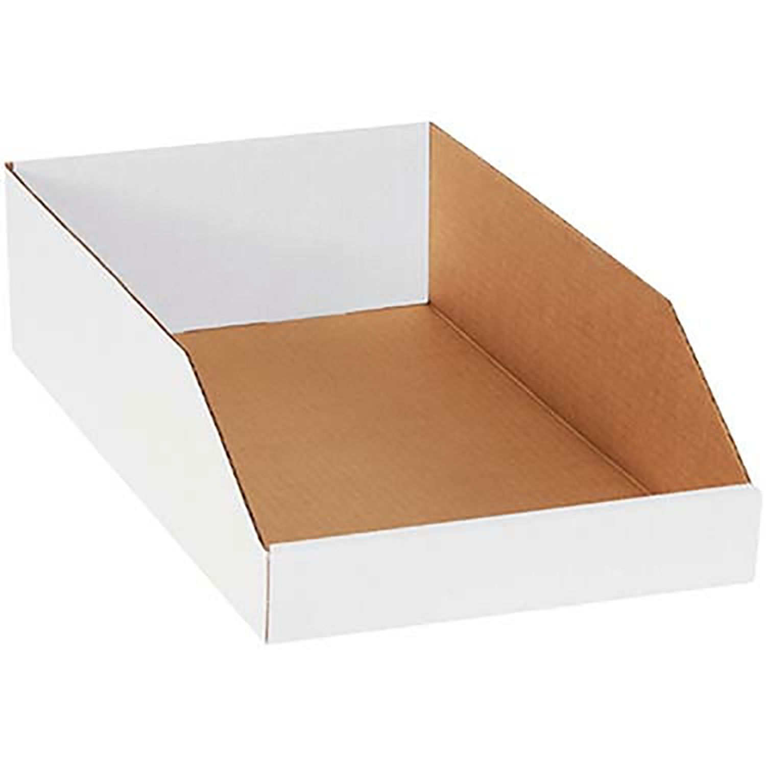 Open Top White Corrugated Bin Box 10″ x 18″ x 4-1/2″ Lot of 25
