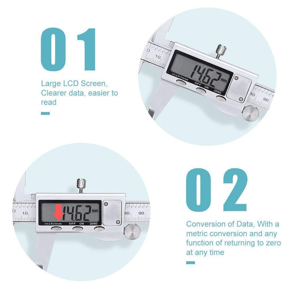 6″ 150mm Digital Caliper Electronic Micrometer LCD Measuring Tool with Fraction