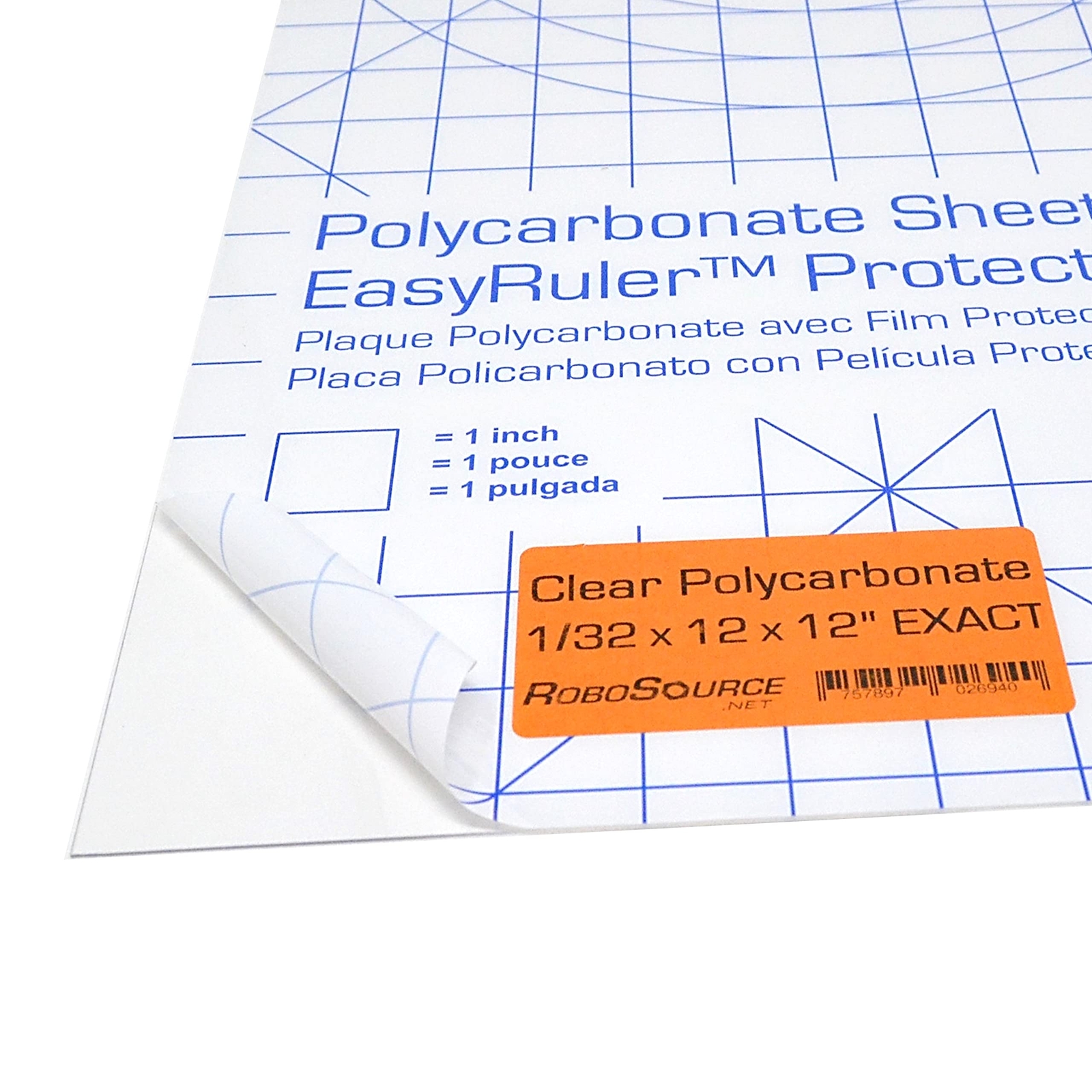 Polycarbonate Clear Plastic Sheet 12″ X 12″ X 0.030″ (1/32″ Exact with EasyRuler