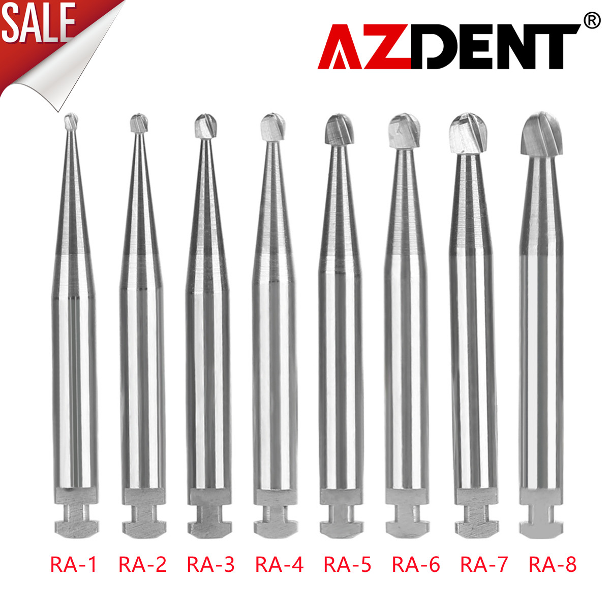 AZDENT Dental Round Tungsten Steel Carbide Burs RA Latch for Low Speed Handpiece
