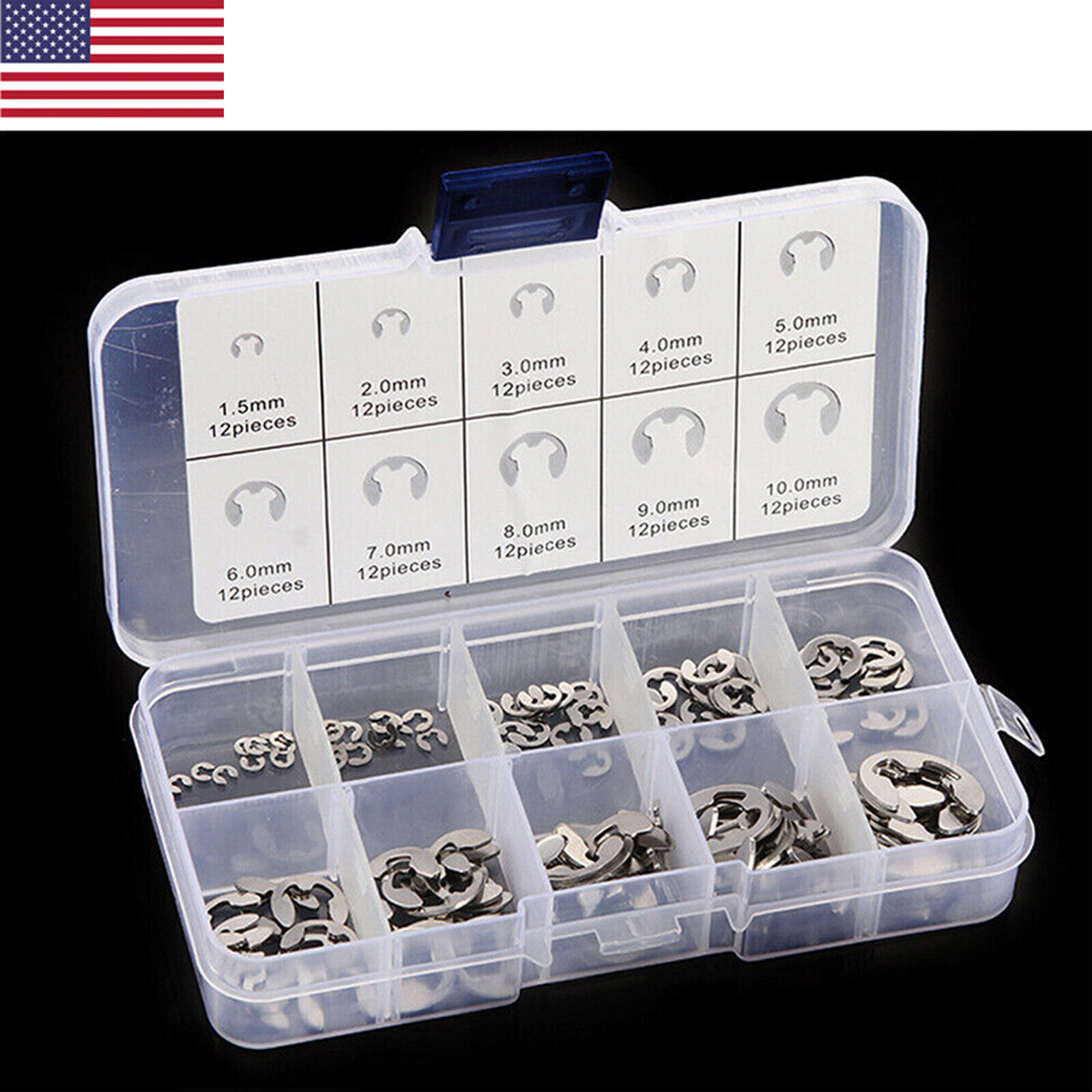 120 E Clips C CIRCLIPS Stainless Steel Kit Retaining Ring Assorted 1.5mm to 10mm