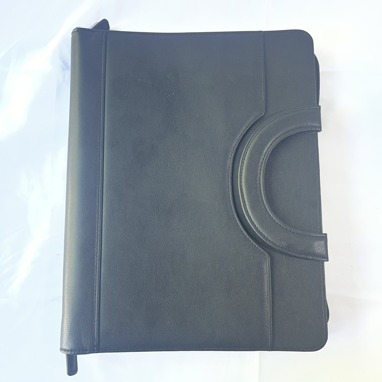POPRUN Portfolio Binder with Zipper, Leather Padfolio Document Organizer with St