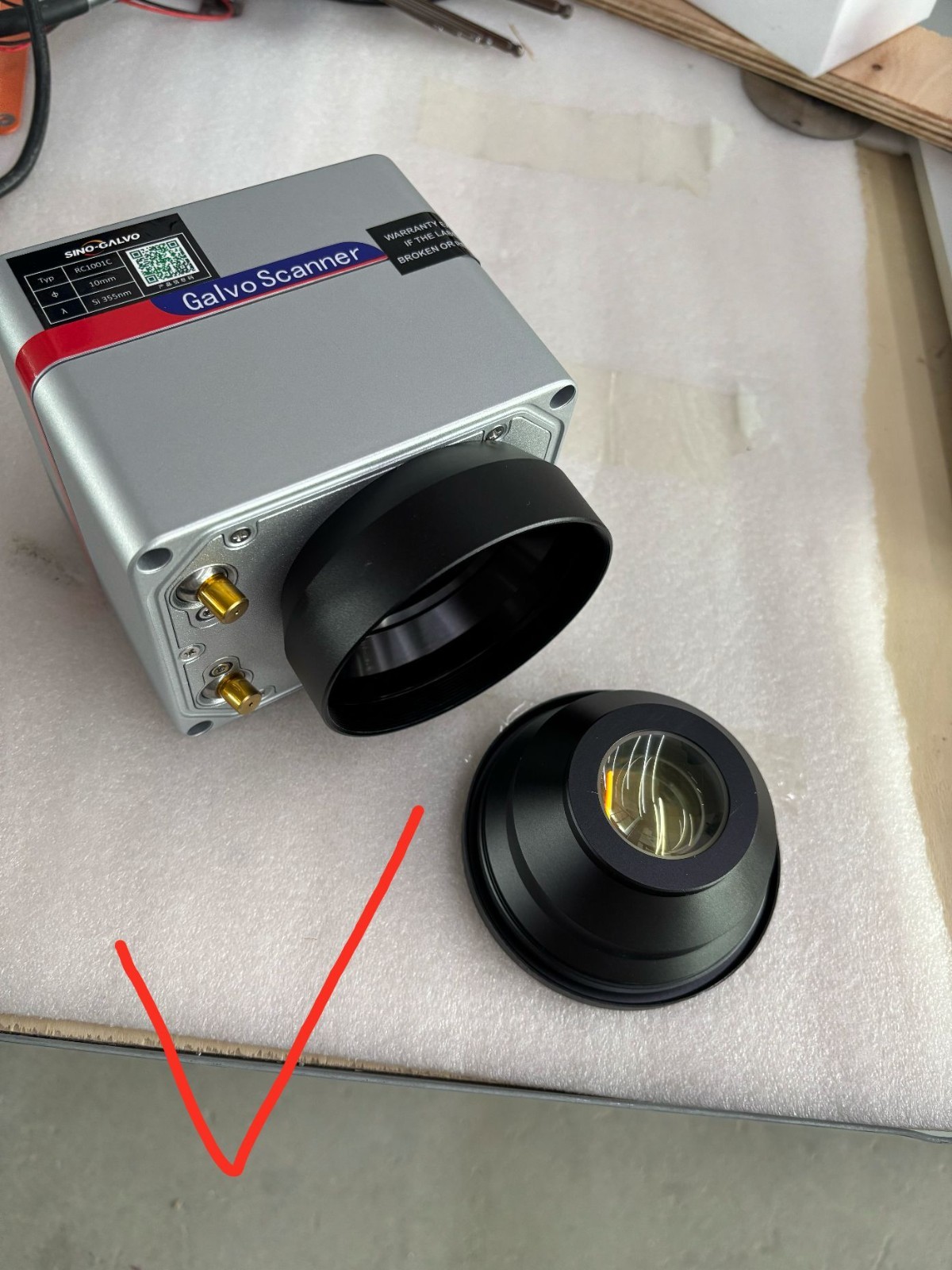 1064nm F-theta Field Scan Lens for 20-100W Fiber Laser Marking Machine 200*200mm
