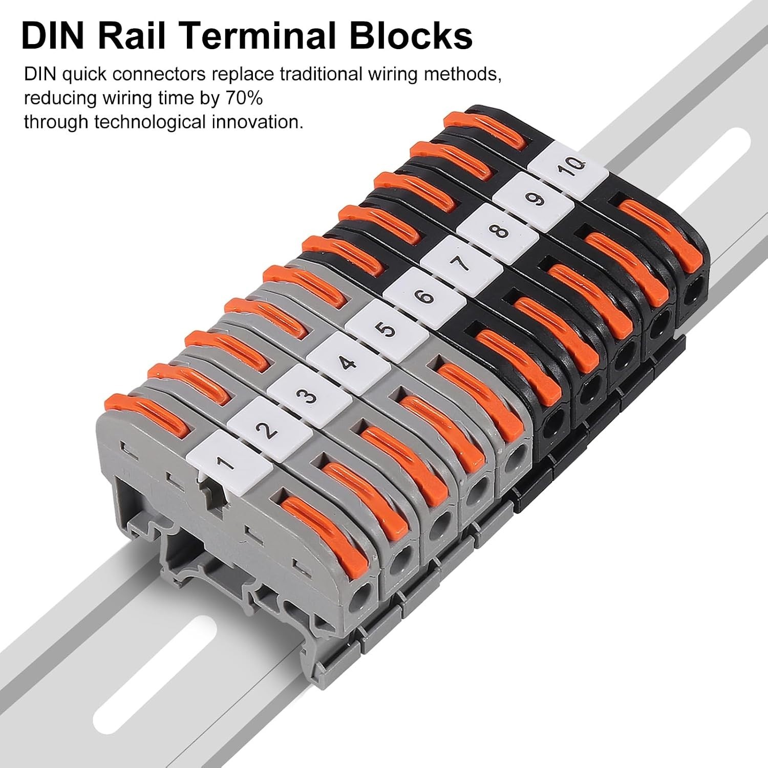 DIN Rail Terminal Blocks Kit, 30PCS Universal Compact Wire Wiring Connector with
