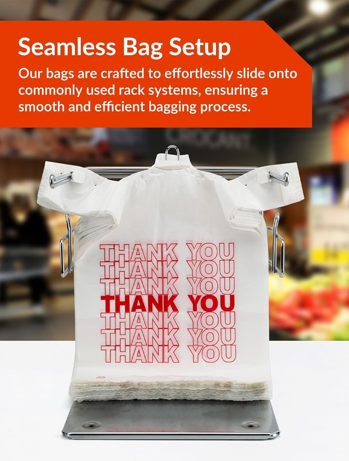 Versatile 500 Count Thank You Plastic Bags – 12″ x 6″ x 22″ for Retail & Takeout