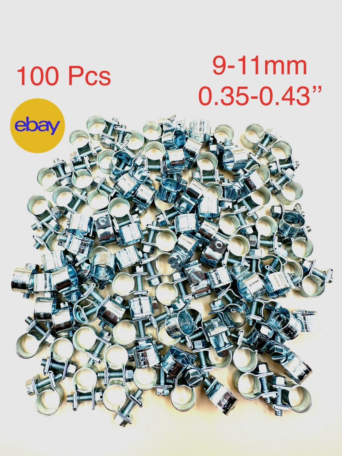 9-11mm (0.35-0.43’’) Fuel Injection Hose Clamp Zinc Steel Fuel Line Clamp 100Pcs