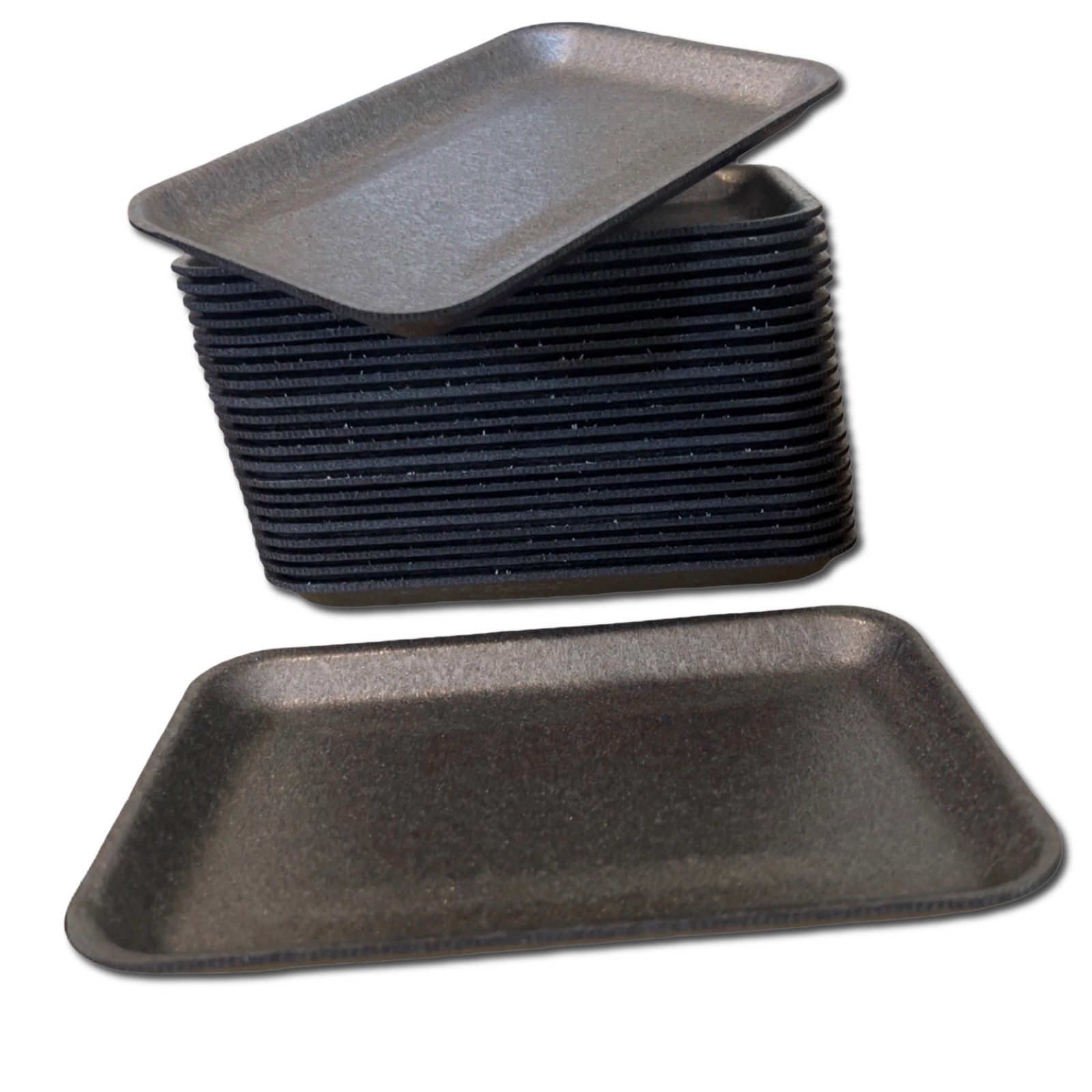CKF 2S Black Foam Meat Trays – 100 Count | Butcher Grocery Food Packaging
