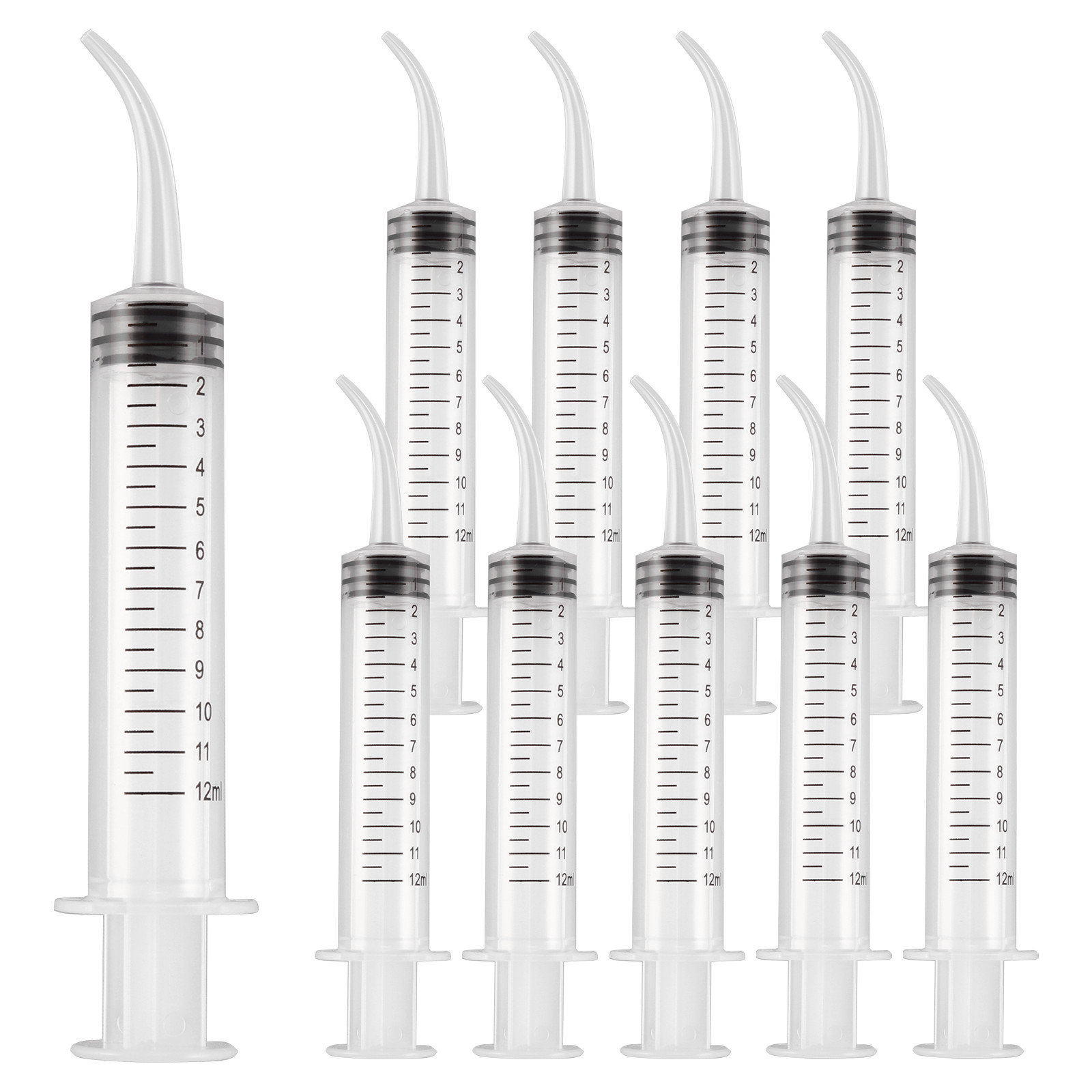 Dental Surgical 12CC Irrigation Syringe Curved Tip with Graduation up to 1000pcs