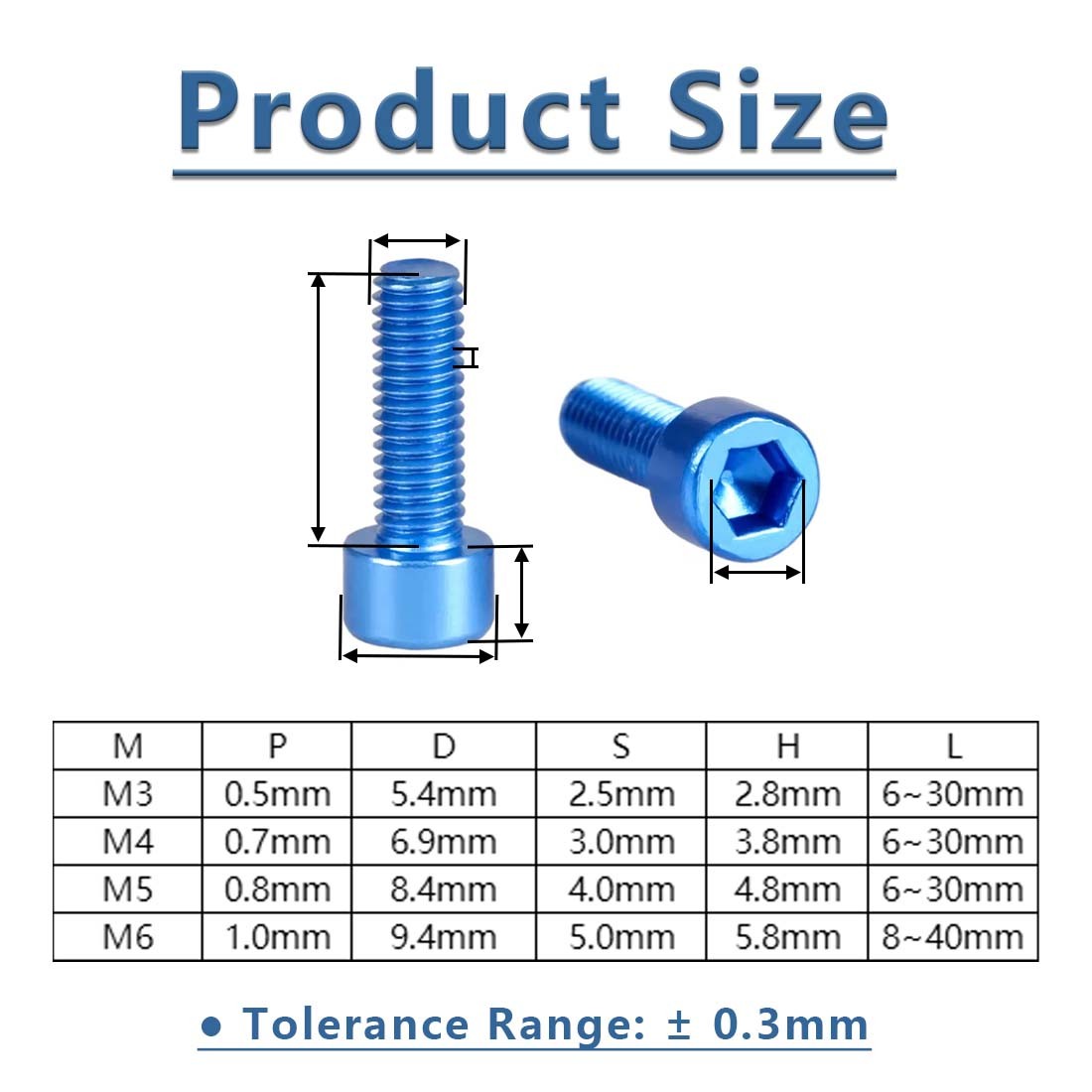 M3 M4 M5 M6 Aluminum Allen Bolt DIY Socket Cap Screws Hex Head Anodised Bolts