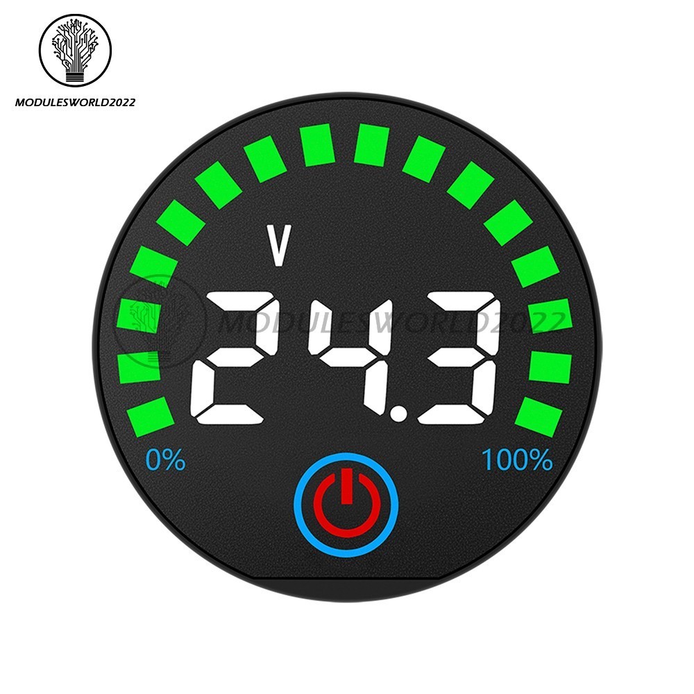 DC7-55V Acid/Li-ion LED Indicator Volt & Battery Level Display Power-Off Memory