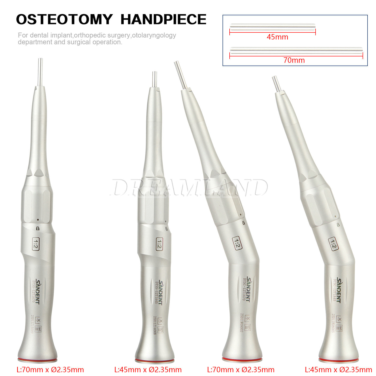 Dental 1:2 Surgical Osteotomy Low Speed Handpiece 20º Contra Angle for NSK/KAVO
