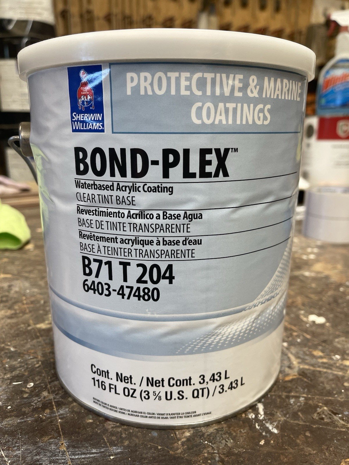 Sherwin Williams Bond-Plex Acrylic Industrial Paint/ Clear Tint Base/ Waterbased