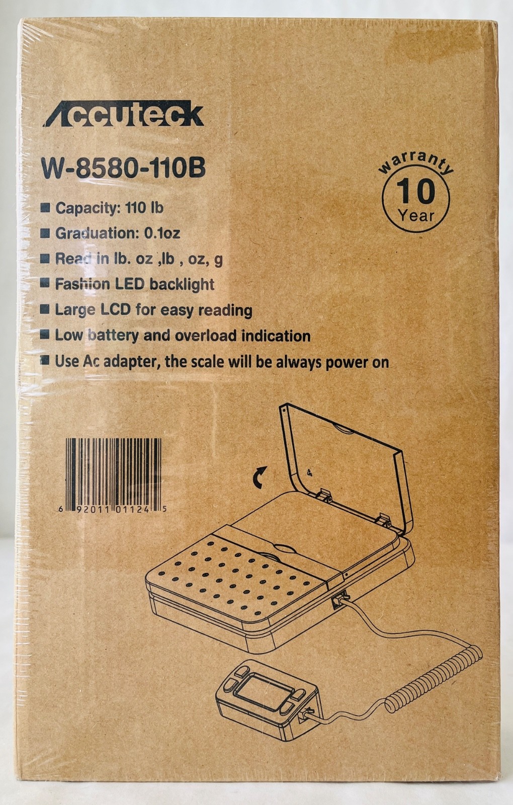 Accutec Shippro 110 lb Digital Shipping Postal Scale, Black W-8580-110B New