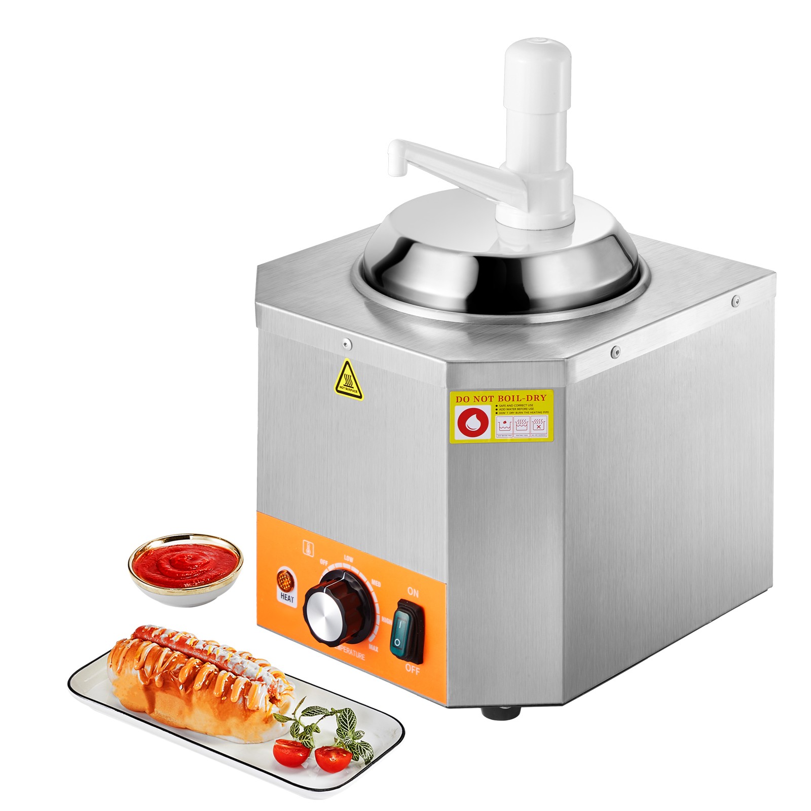 2.4L Electric Nacho Cheese Dispenser w/Pump Commercial Hot Fudge Warmer 86℉-230℉
