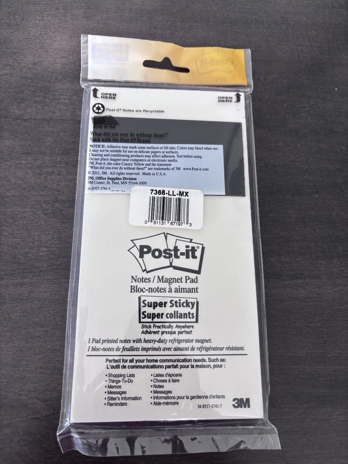 Post-it Brand Notes with Magnet – Purple – 75 Sheets New Super Sticky