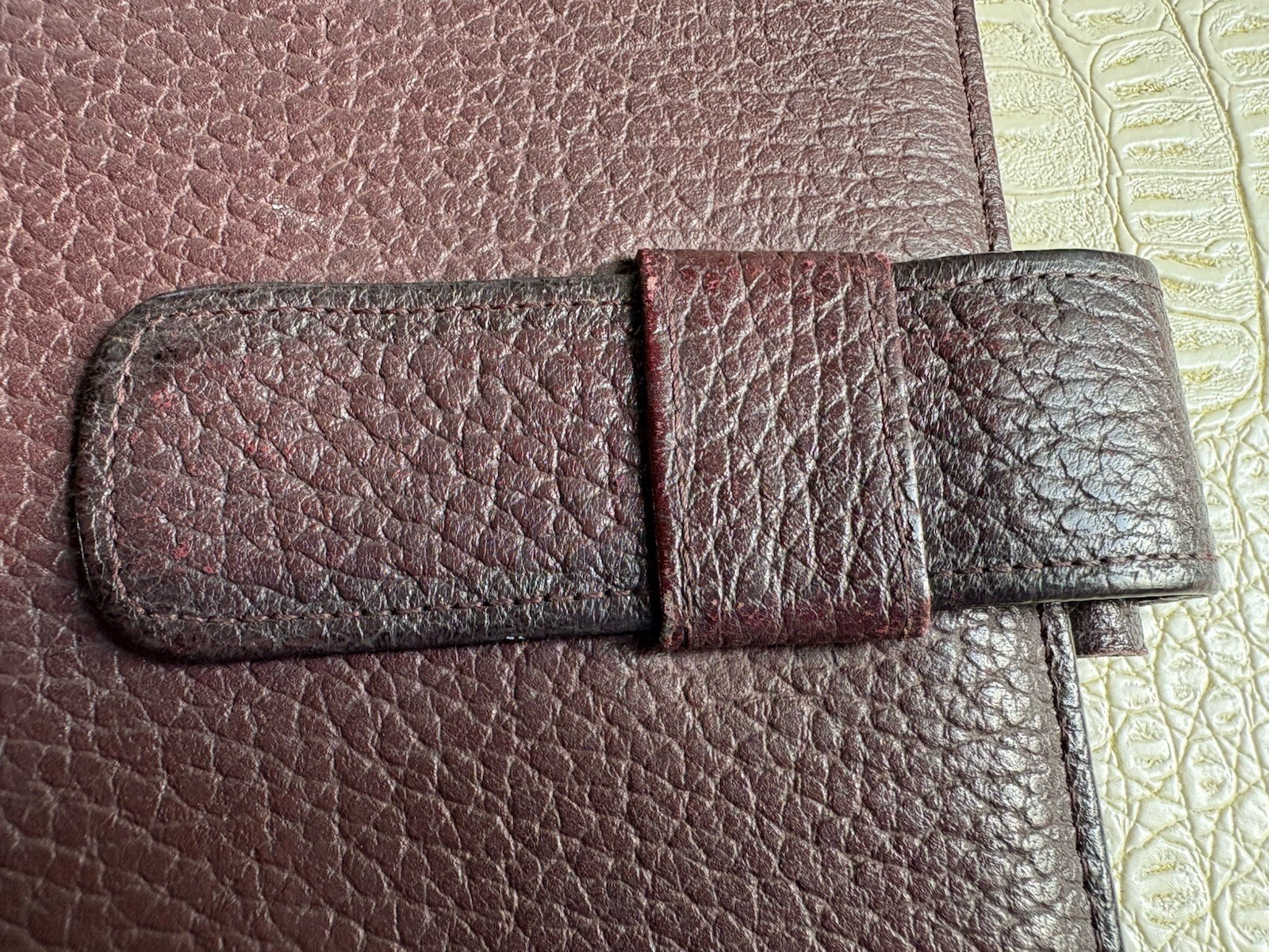 VTG 90s Day-Timer Planner Binder Cover Brown Pebbled Leather 7-Ring Personalized