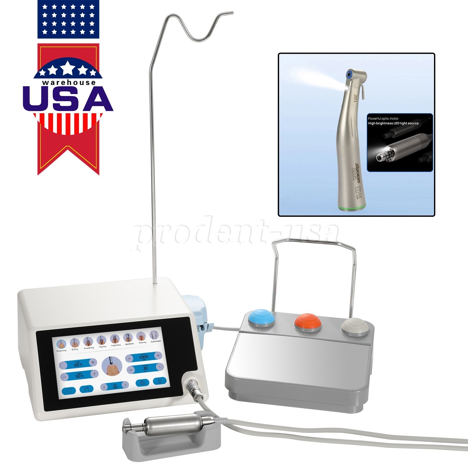 Dental Surgical Brushless LED Implant Motor System Touch Sreen&20:1 Contra Angle