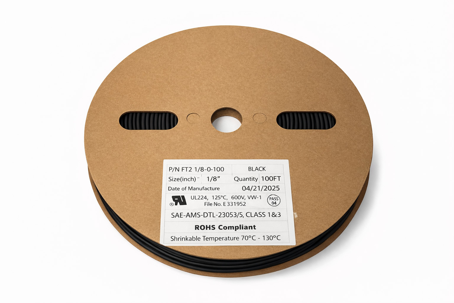 1/8″ ID Heat Shrink Tubing 100FT 2:1 Black Red White Clear UL RoHS