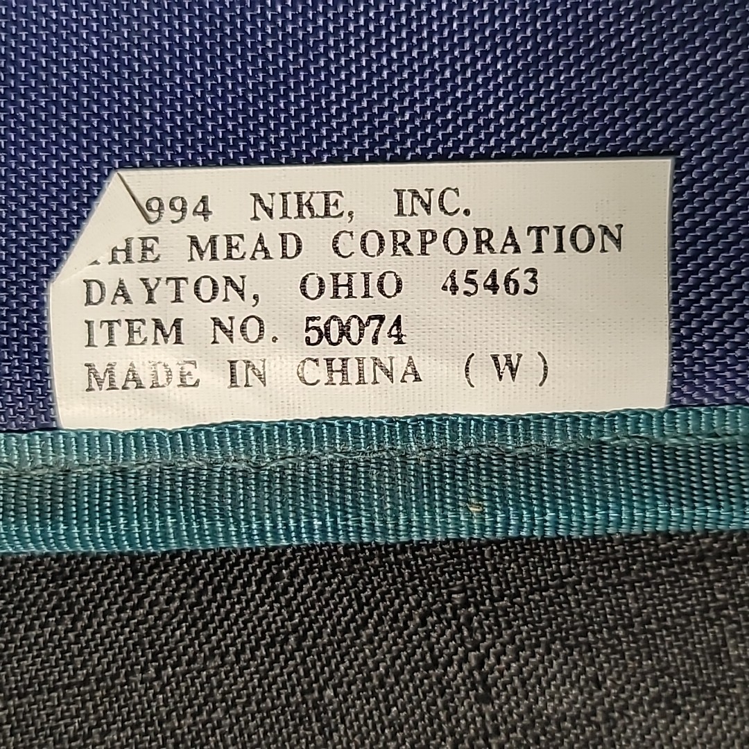 VINTAGE NIKE MEAD MINI BINDER STUDENT PLANNER DARK BLUE/ TURQUOISE NYLON 1994