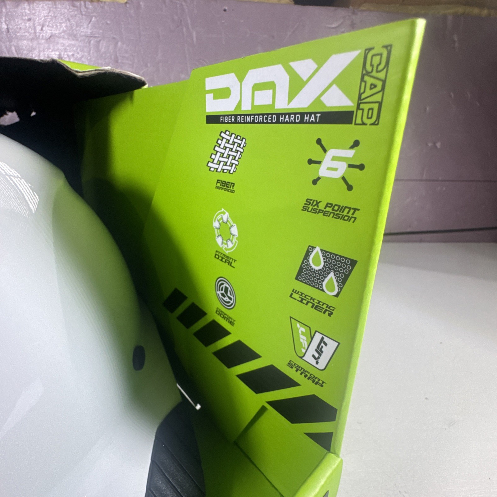 Lift Safety HDFC-17WG Dax Hard Hat Cap Style White w/ Ratchet Suspension