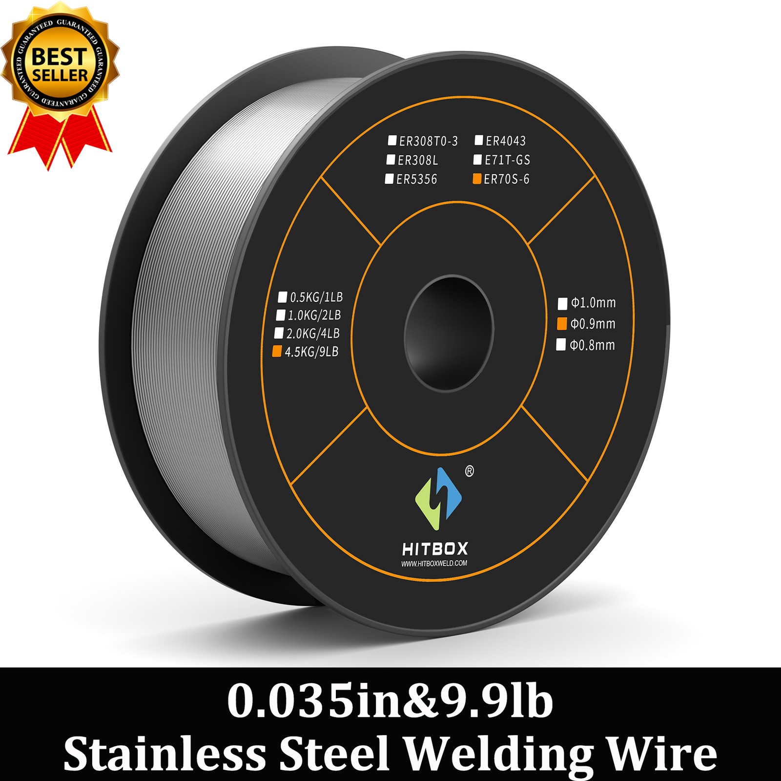 HITBOX 10lb Stainless Steel Welding Wire 0.035in ER70S-6 Low Spatter Heavy Gauge