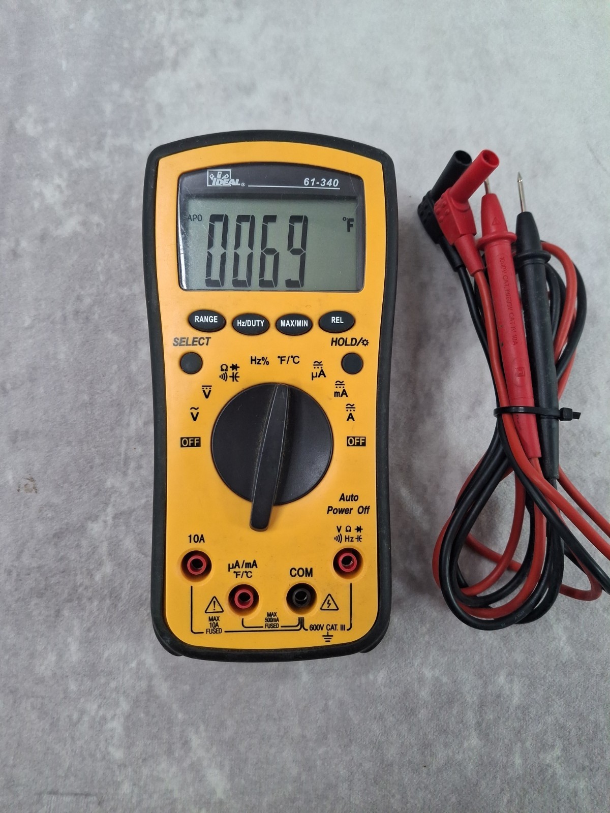Ideal 61-340 Multimeter Voltmeter Cat III – Handheld – with Probe Test Leads