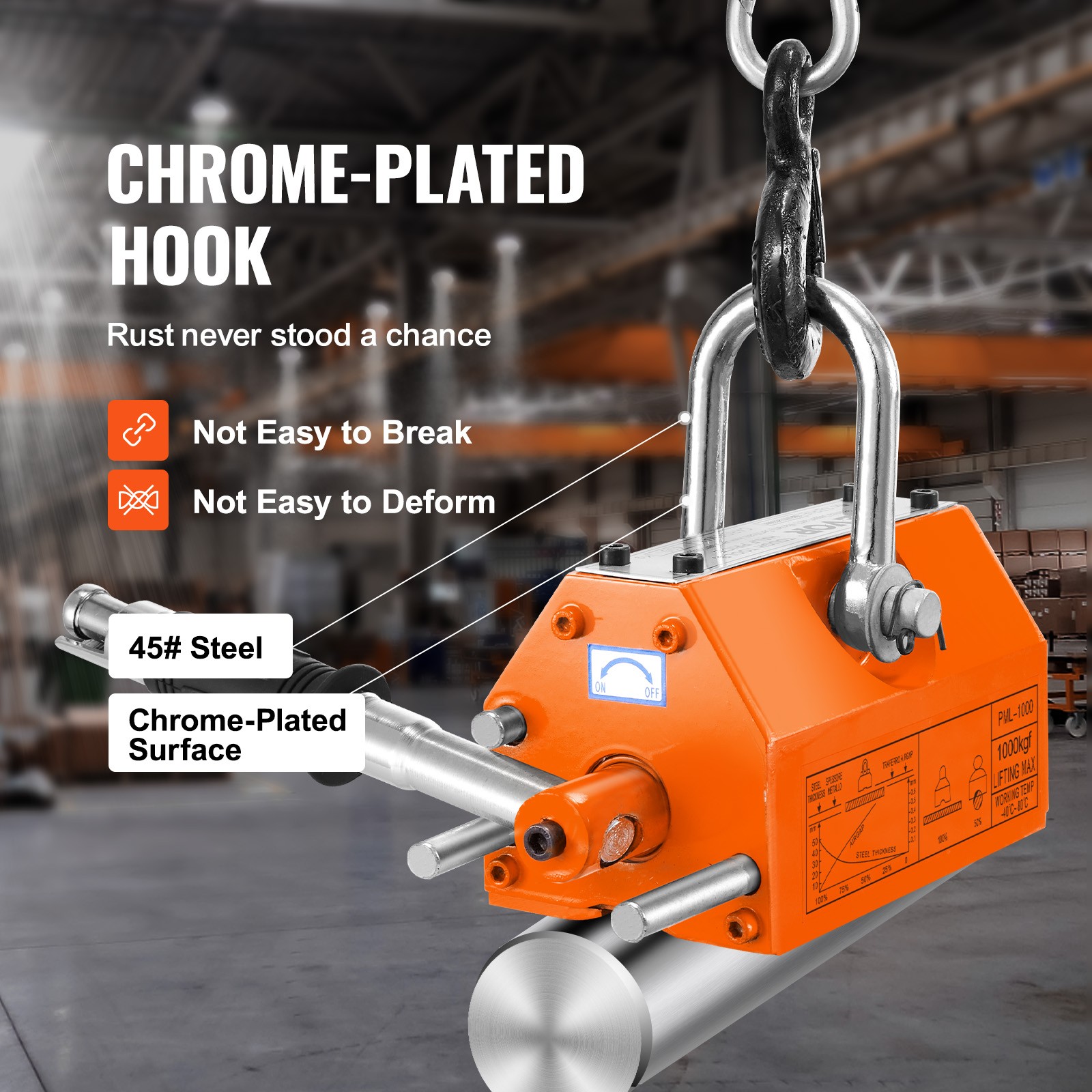 VEVOR Permanent Magnetic Lifter Lifting Magnet 2200 lbs/1000 kg Neodymium Hoist