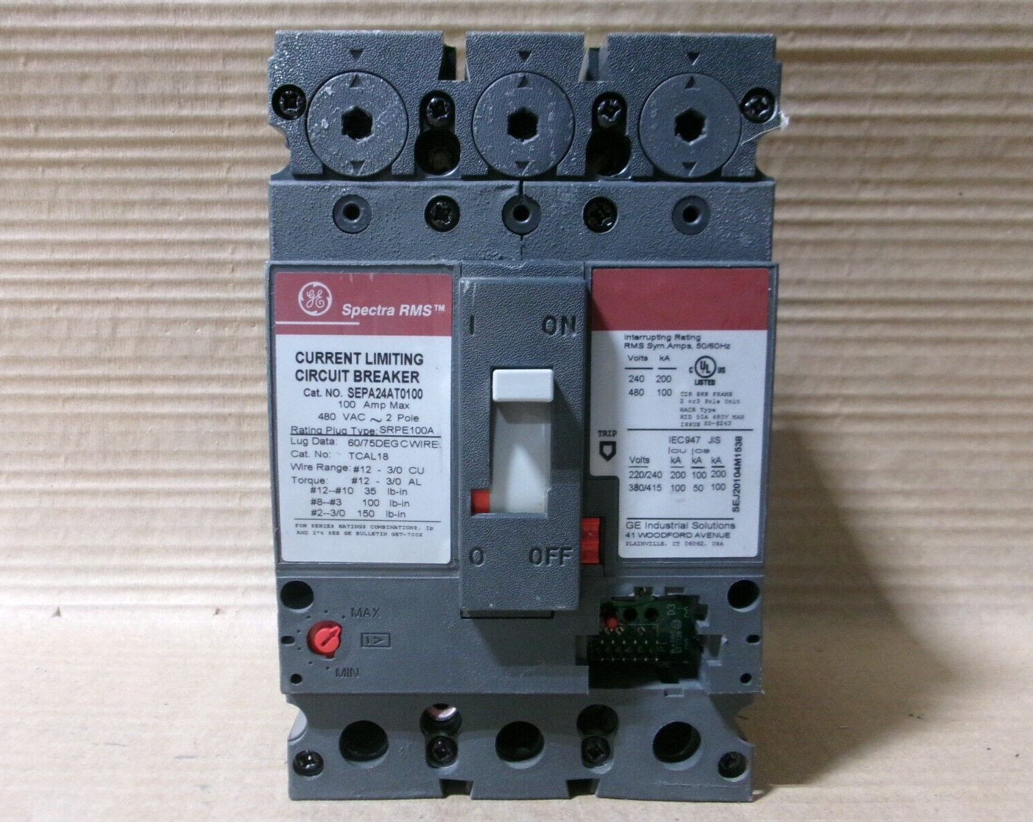 NEW GE General Electric SEPA SEPA24AT0100 2 Pole 100 Amp 480v Circuit Breaker