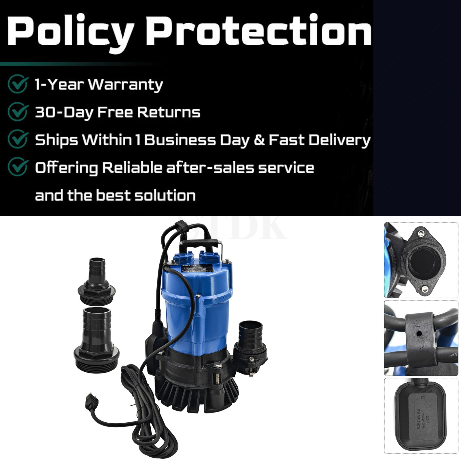 For Tsurumi HS2.4S62 Cast Iron Submersible Trash Water Pump 3000 GPH 1/2 HP 2in