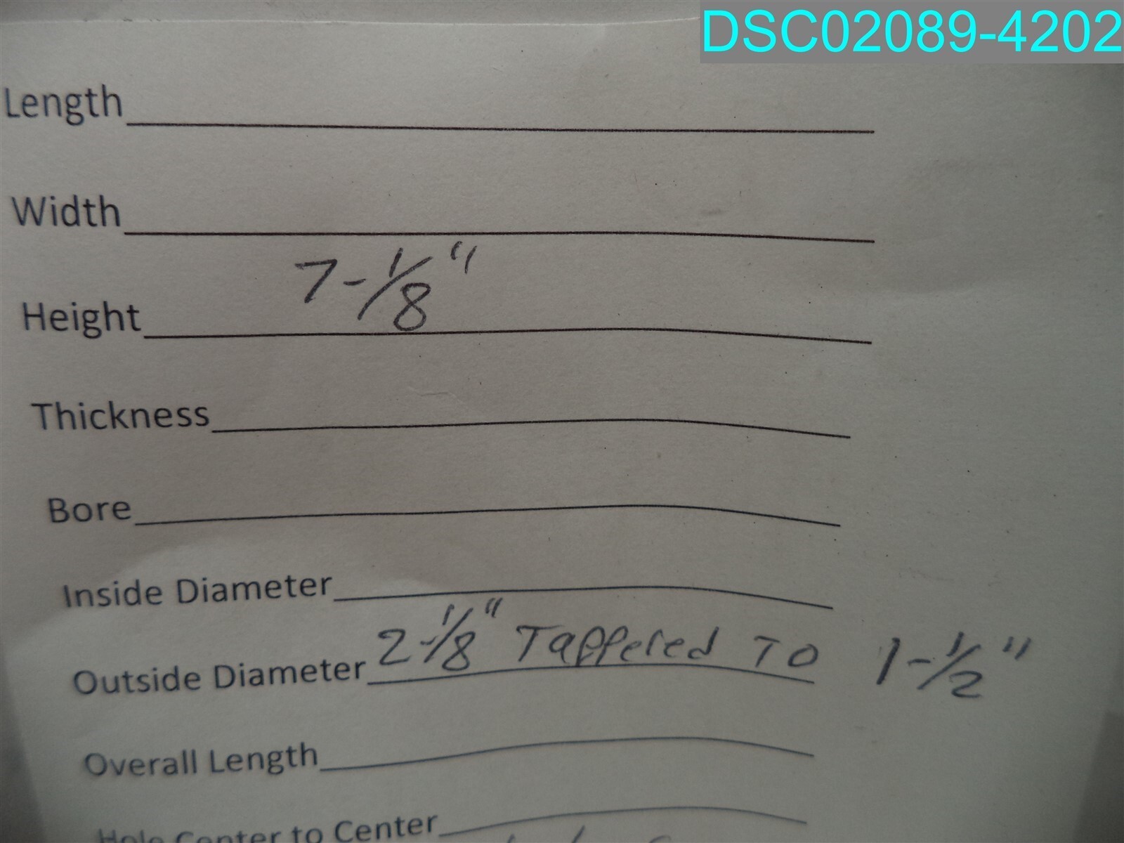 QTY=7: WOOD LEG’S M8-1.25 X 25MM 7-/18″ L X 2-1/8″ OD TAPERED TO 1-1/2″