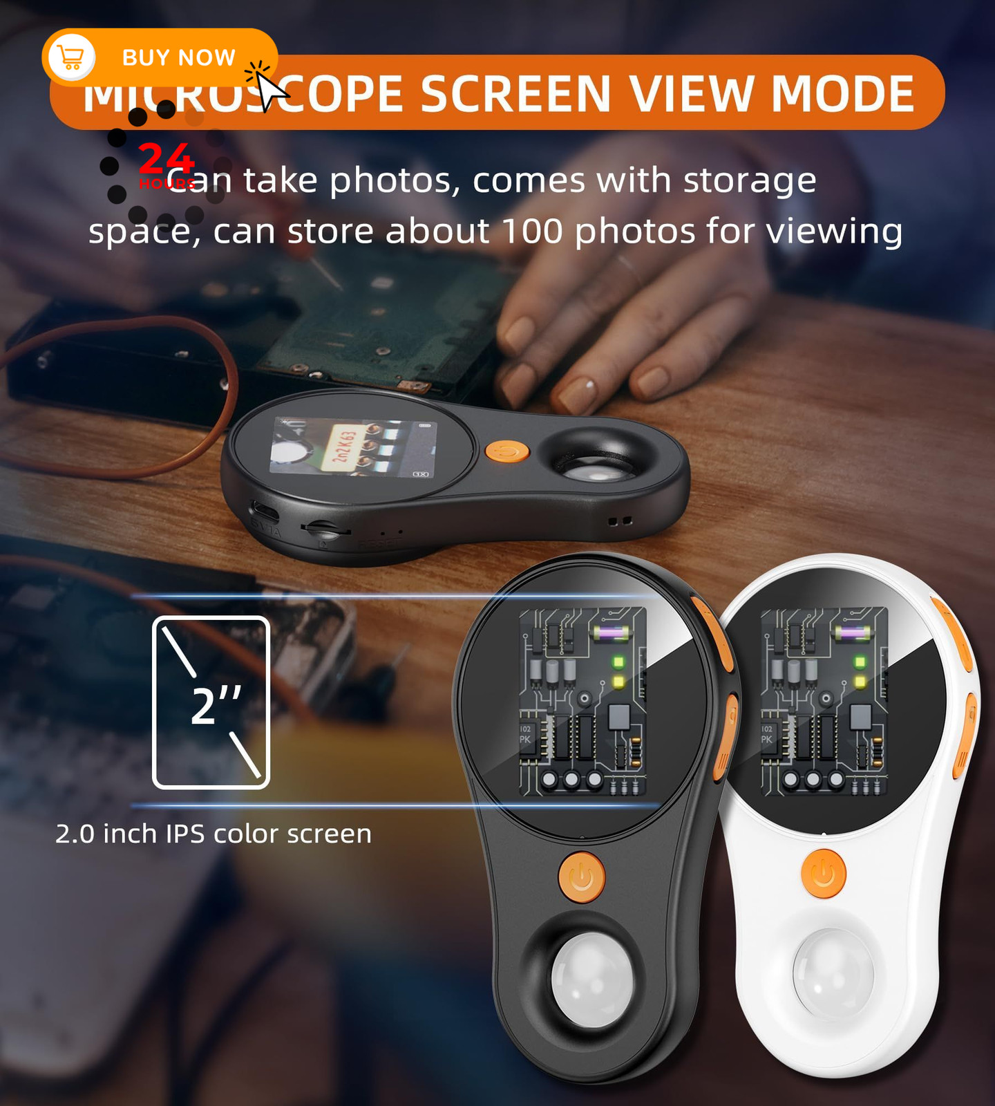 Digital Microscope Handheld 2.0 inch IPS Color Screen,Portable Pearl white