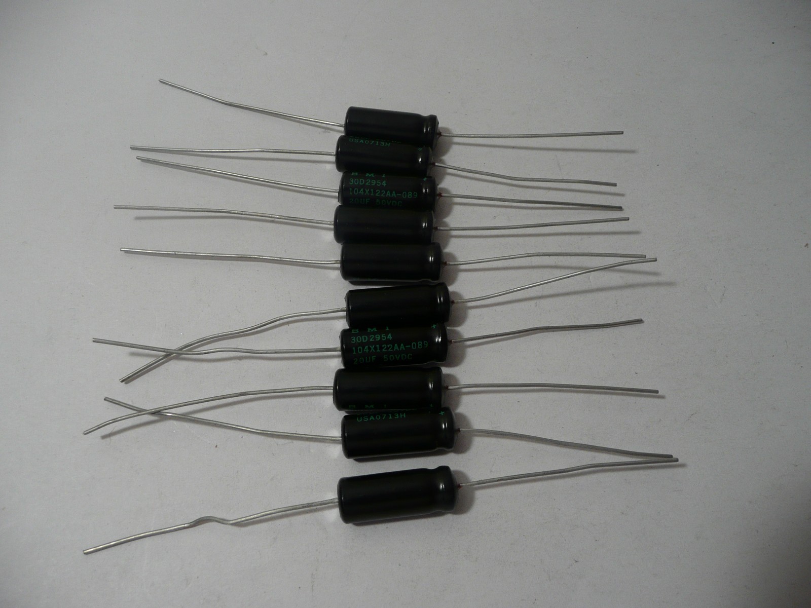 NEW LOT OF 10 BMI 104X122AA-089 20UF 50VDC 30D2954 USA0713H CAPACITORS, 10 PCS