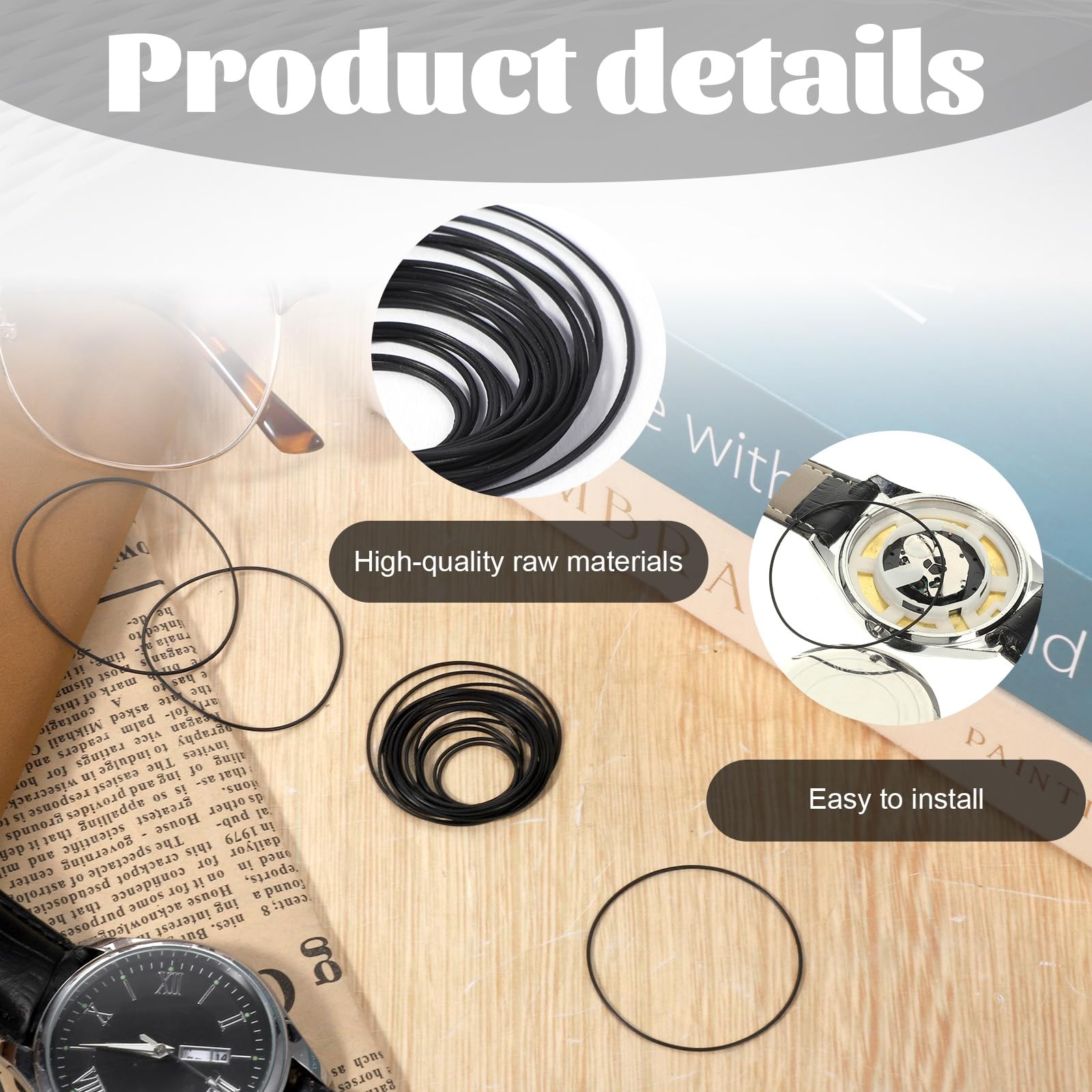 O Ring Watch Gasket, 80 Pcs 0.5/0.6/0.7/0.8 mm Waterproof Rubber Watch Seal W…